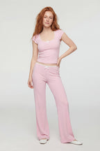 Lace Trim Wide Leg Pant