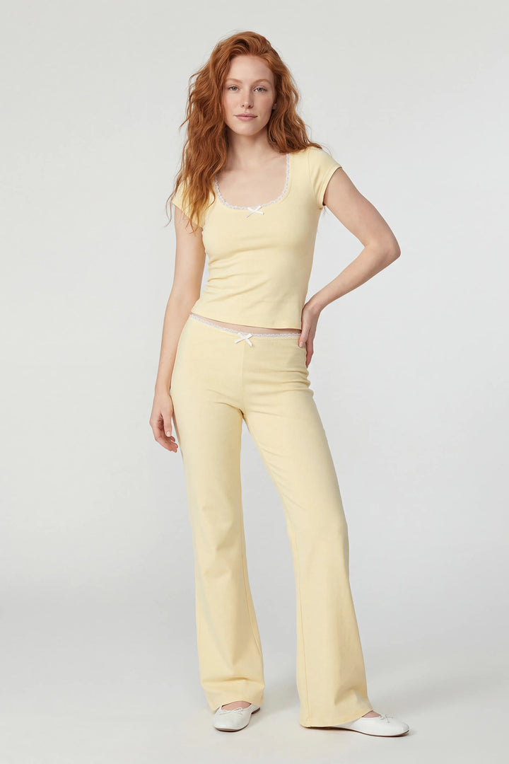 Lace Trim Wide Leg Pant