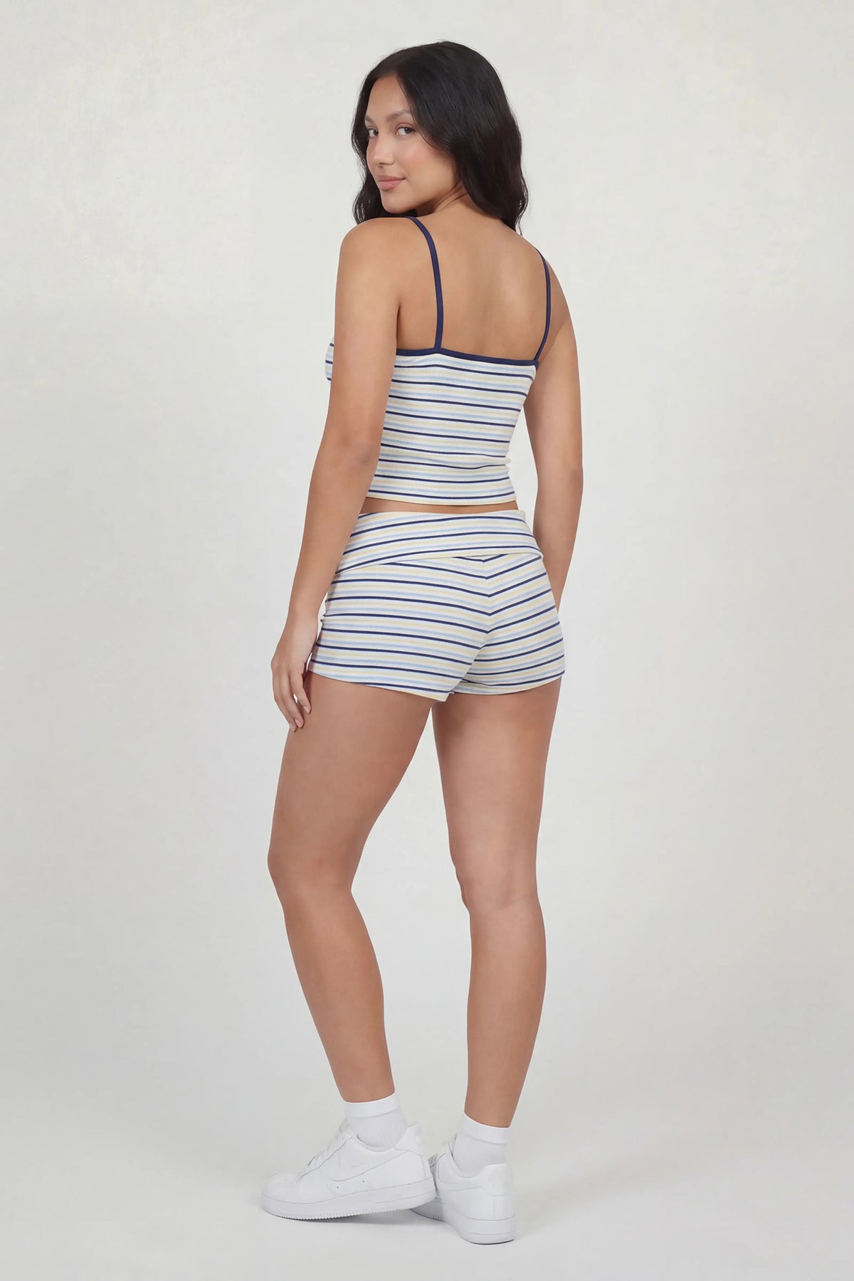 Alt View 3. Striped V-Neck Tank - Navy