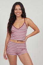 Striped Foldover Waist Shortie