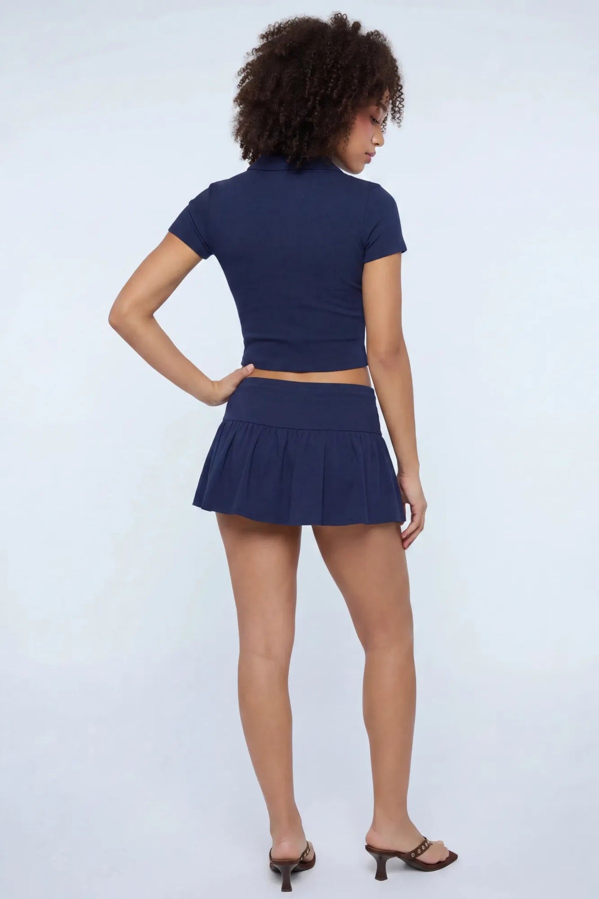 Alt View 2. Embroidered Polo & Mini Skort Set - Navy
