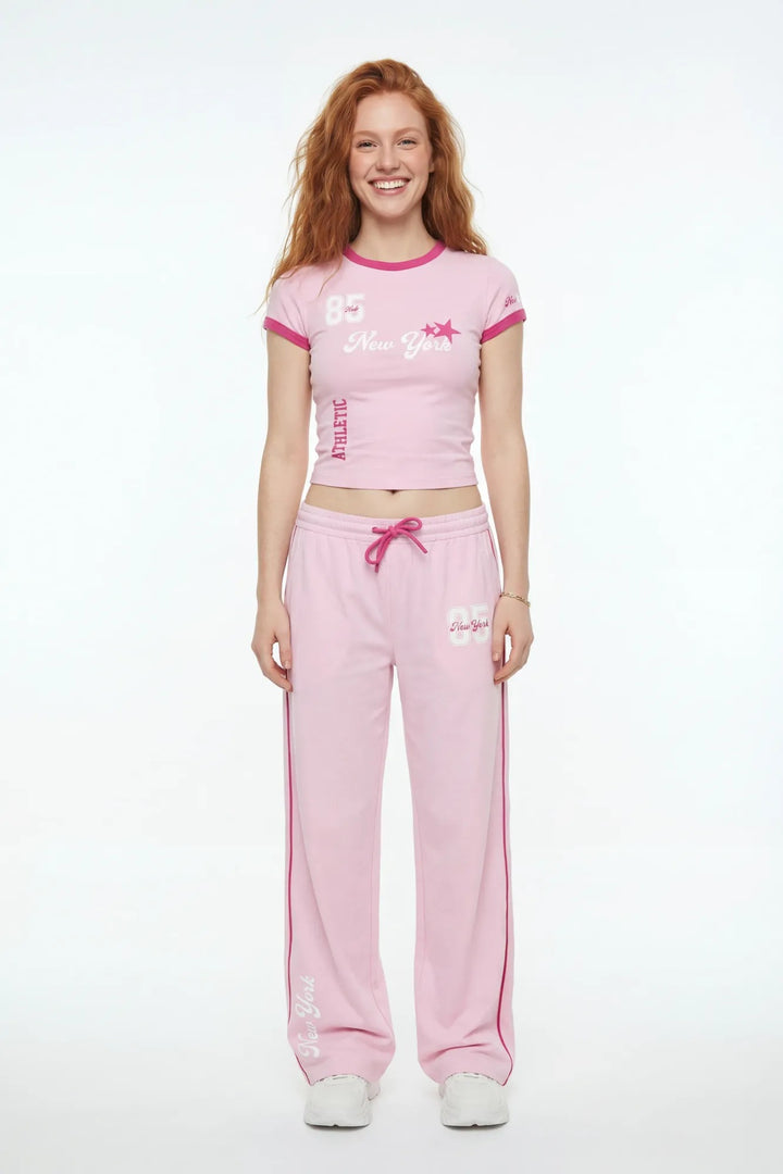 New York Graphic T-Shirt & Wide Leg Pant Set
