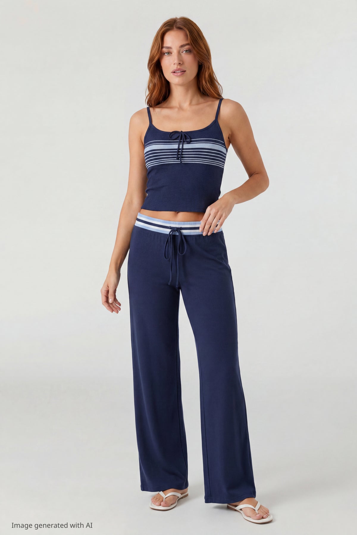 Alt View 2. Striped Tank - Navy