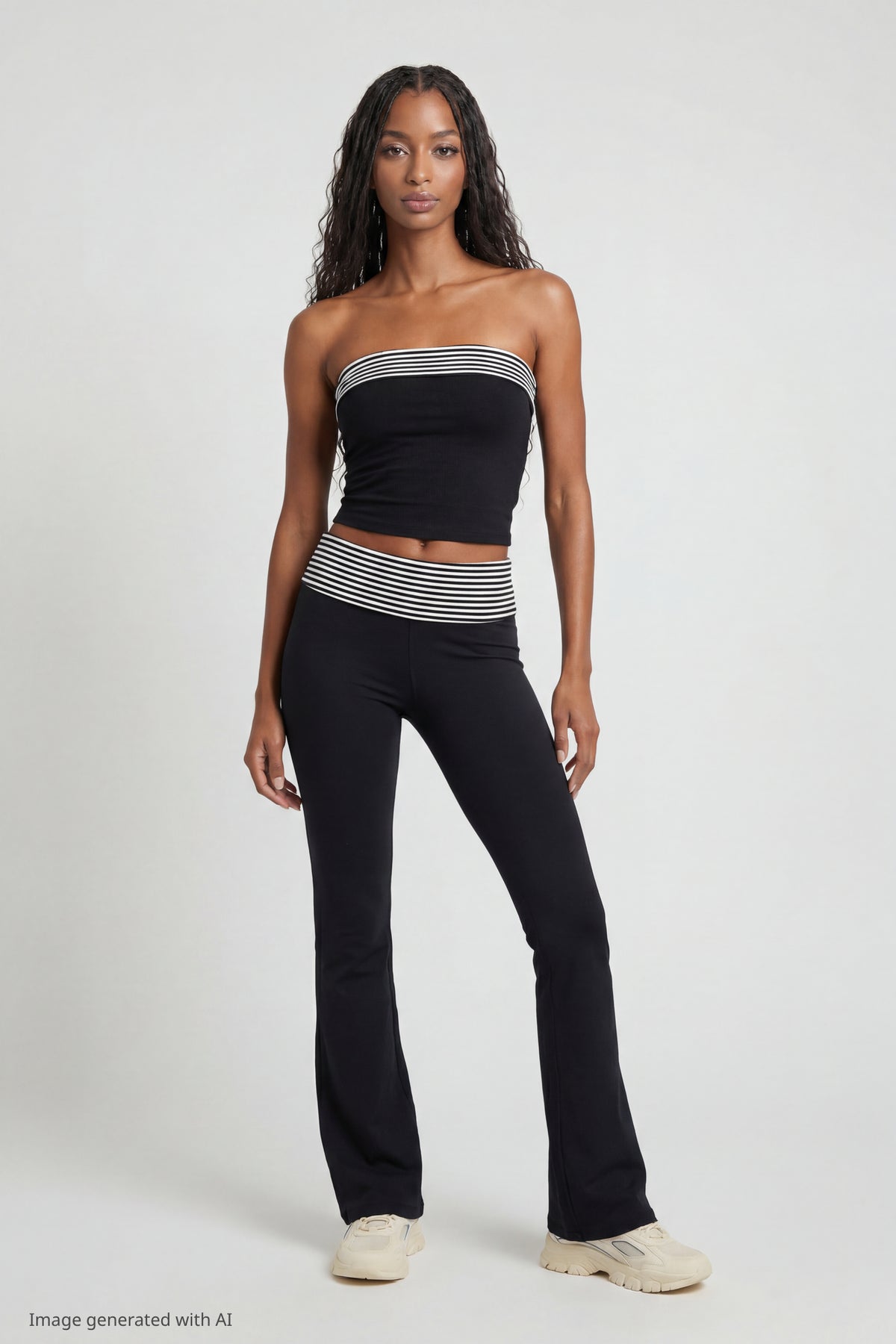 Alt View 3. Foldover Tube Top - Black