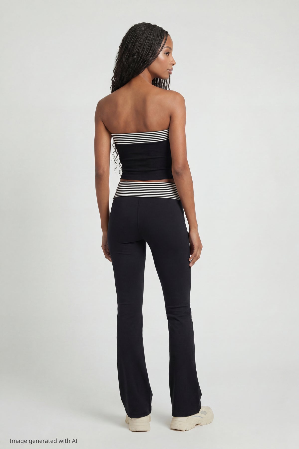 Alt View 2. Foldover Tube Top - Black