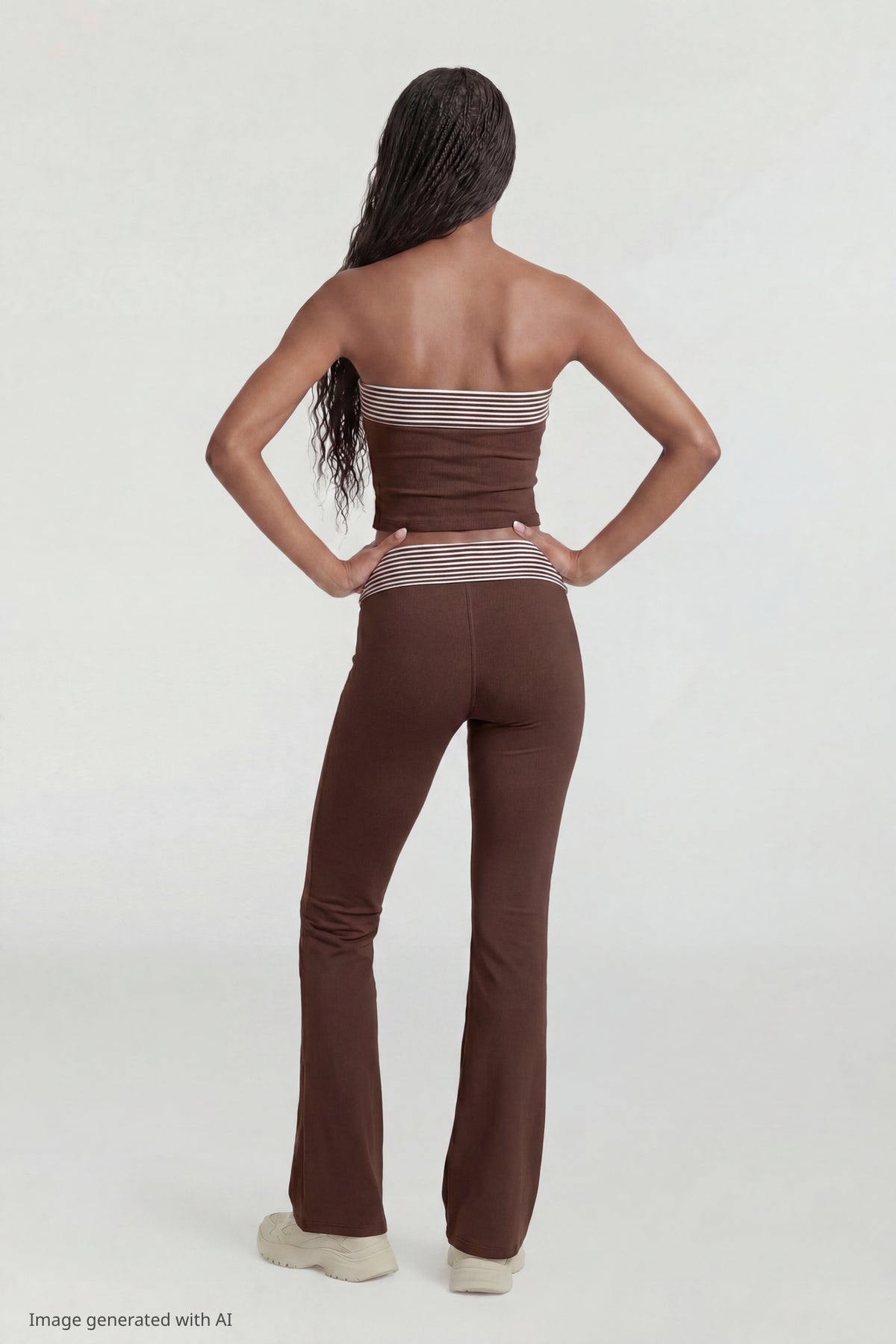 Alt View 2. Foldover Tube Top - Brown