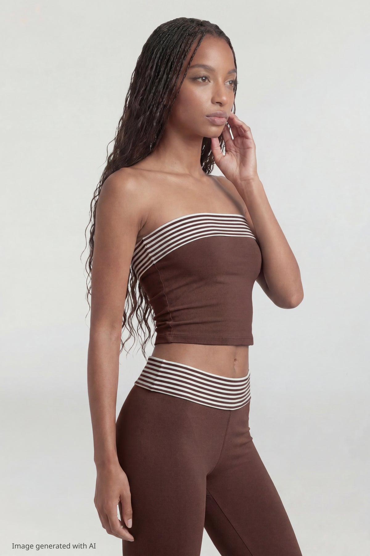 Foldover Tube Top - Brown