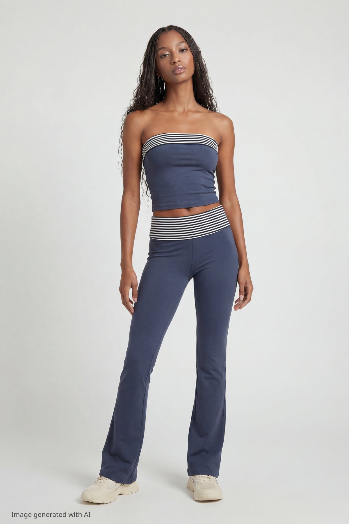 Alt View 3. Foldover Tube Top - Navy