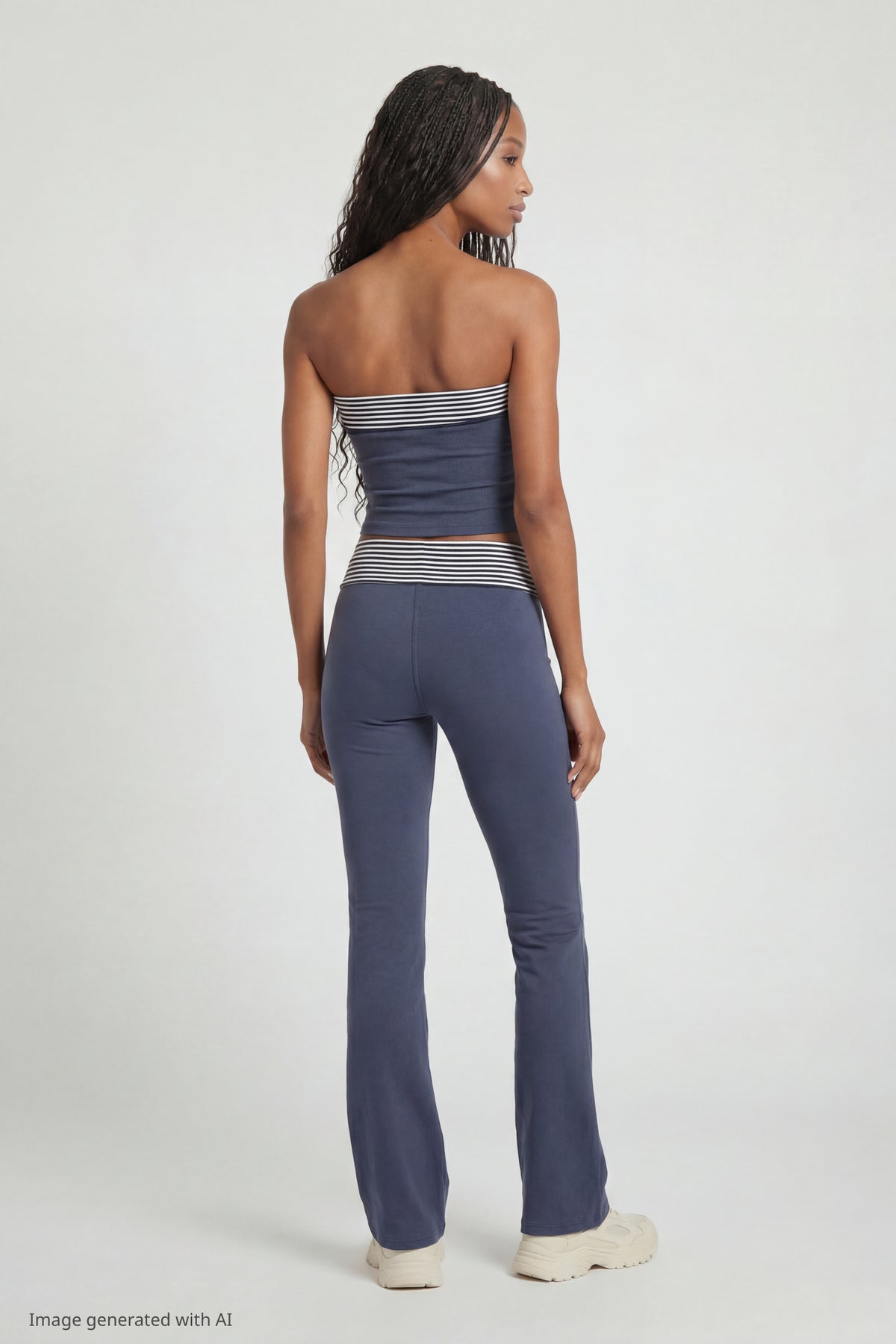 Alt View 2. Foldover Tube Top - Navy