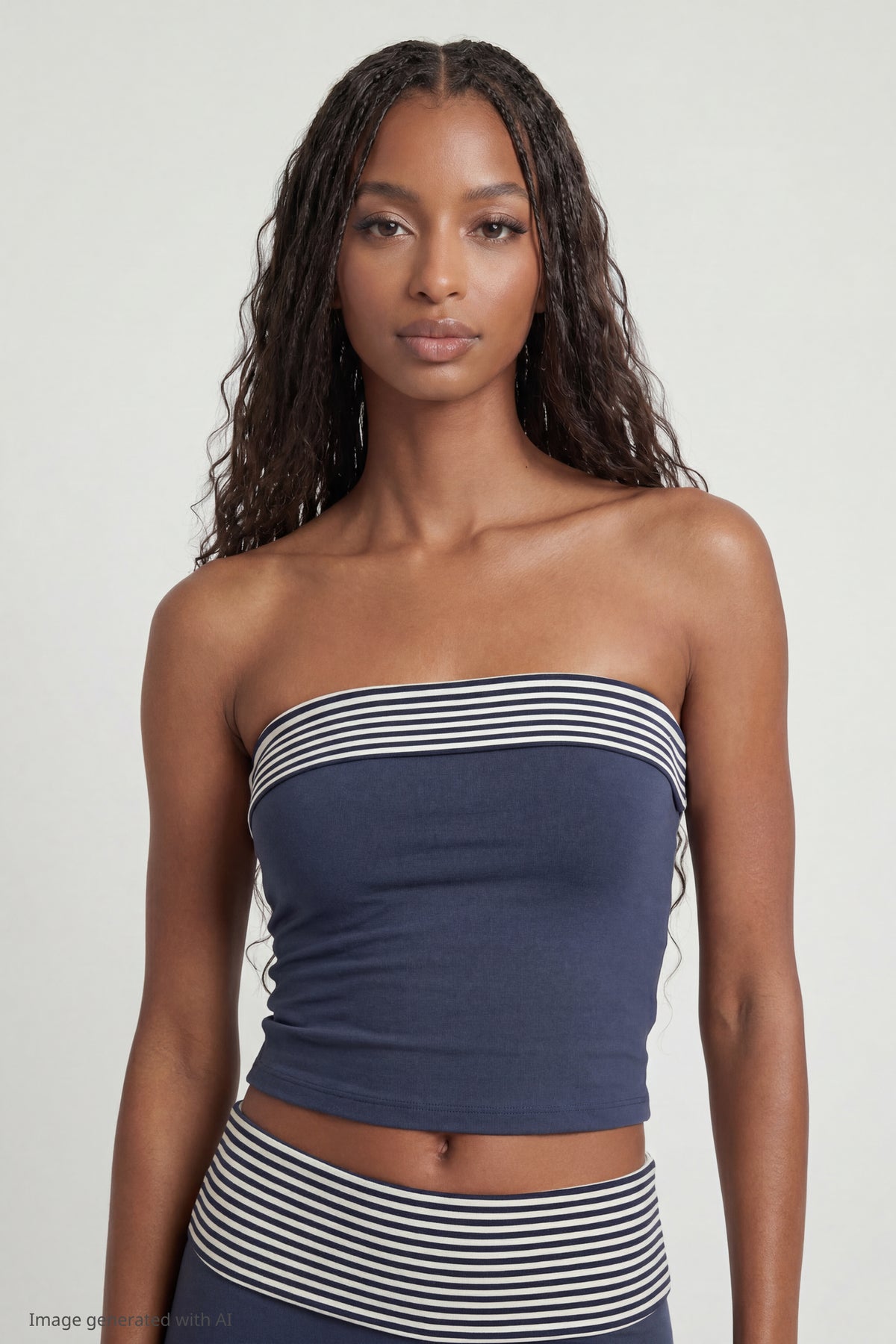 Foldover Tube Top - Navy