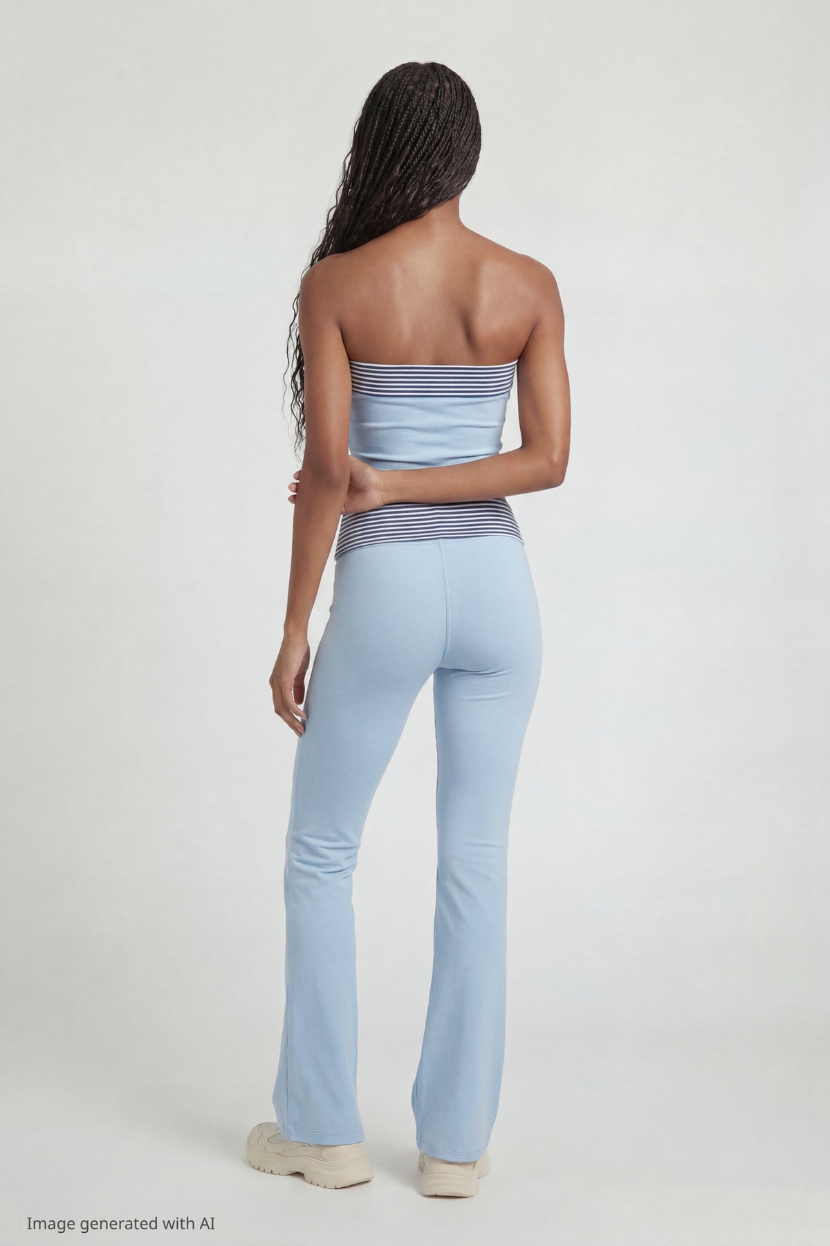 Alt View 2. Foldover Tube Top - Light Blue
