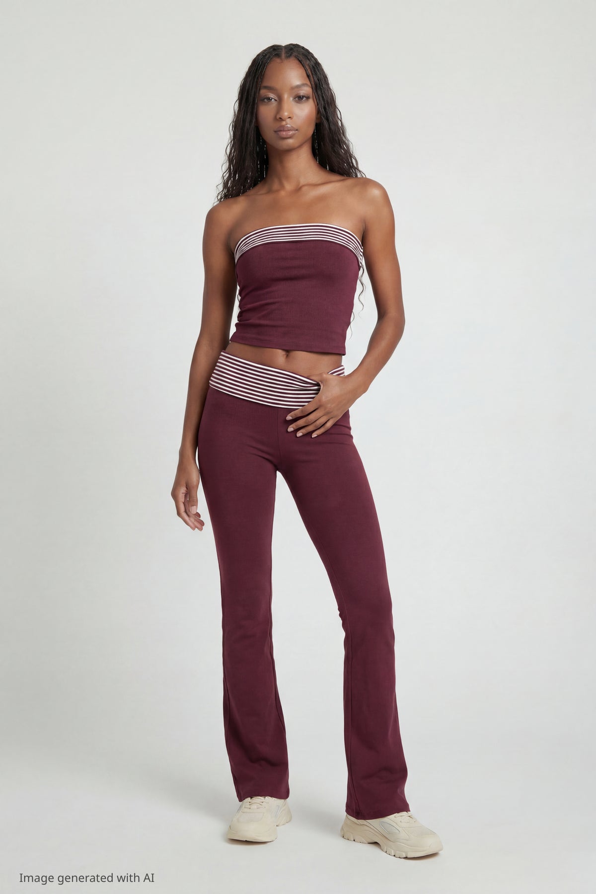Alt View 3. Foldover Tube Top - Cherry