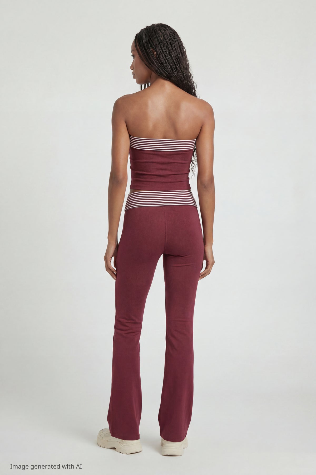 Alt View 2. Foldover Tube Top - Cherry