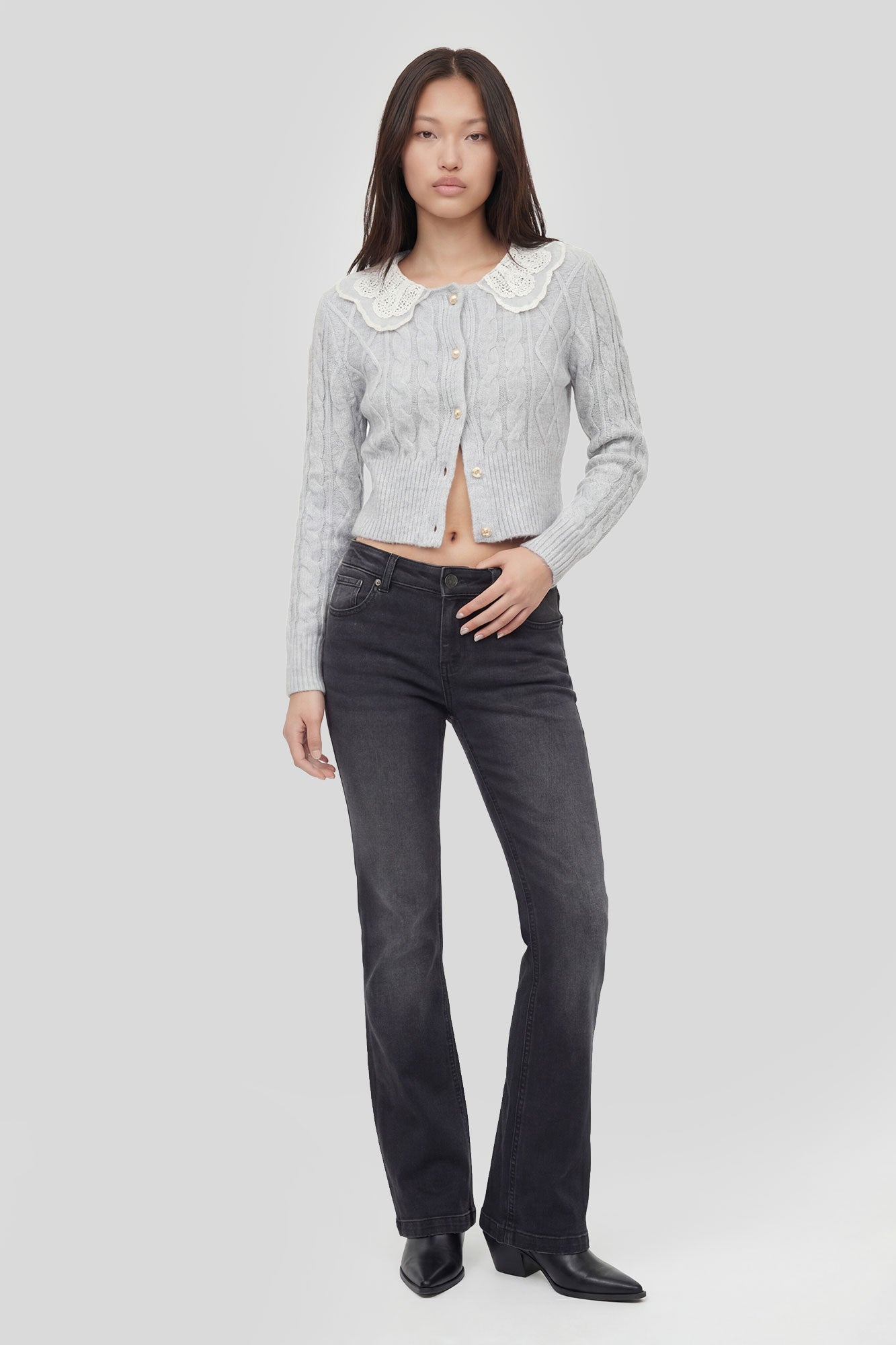 Lace Collar Cable Knit Cardigan – Charlotte Russe