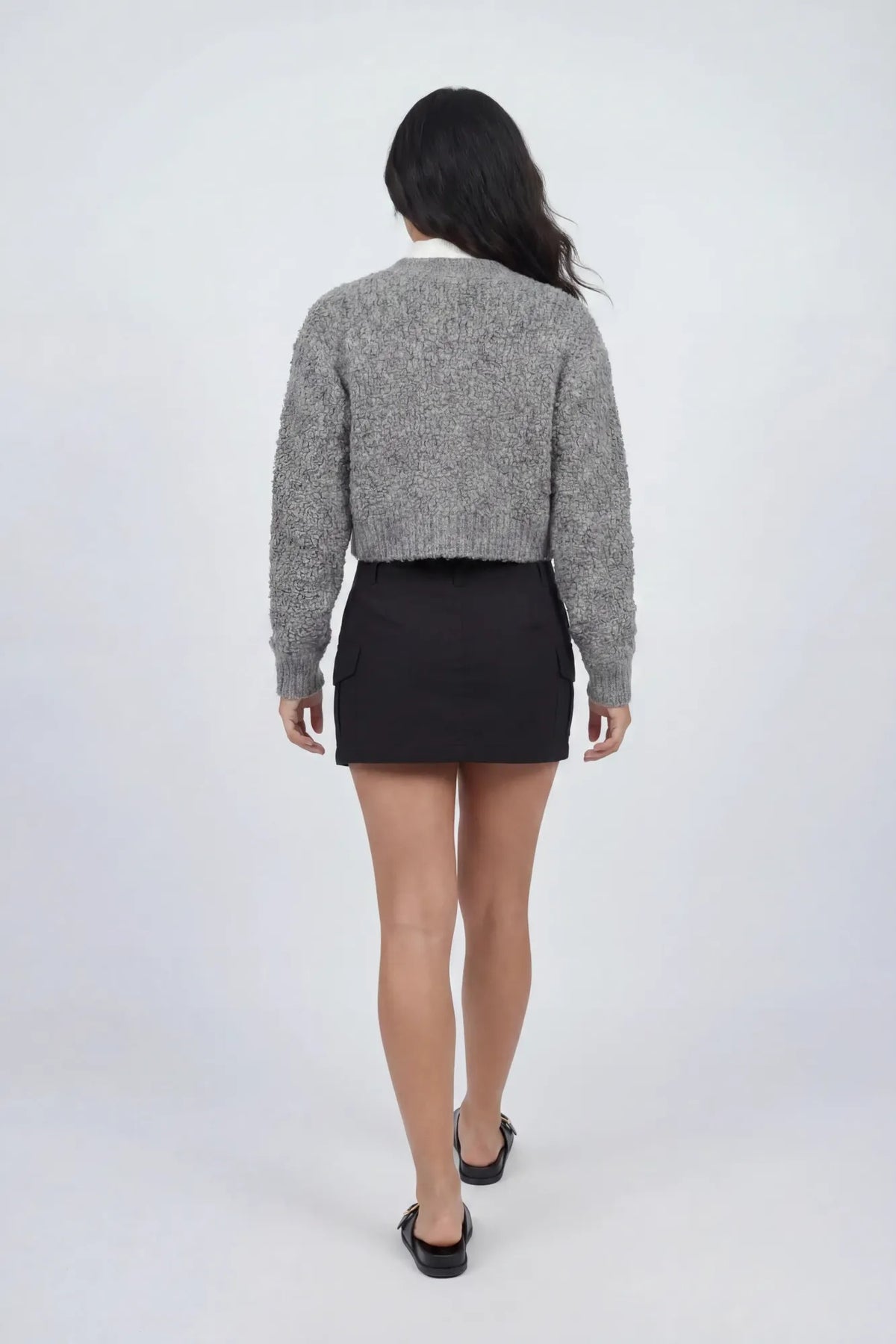 Alt View 2. Mossy Button Front Cardigan - Heather Grey