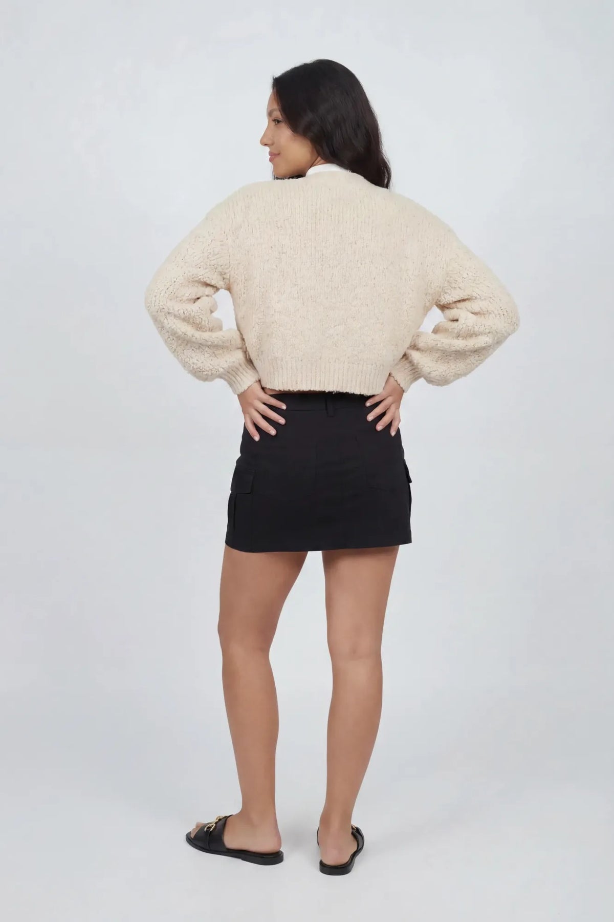 Alt View 2. Mossy Button Front Cardigan - Oatmeal
