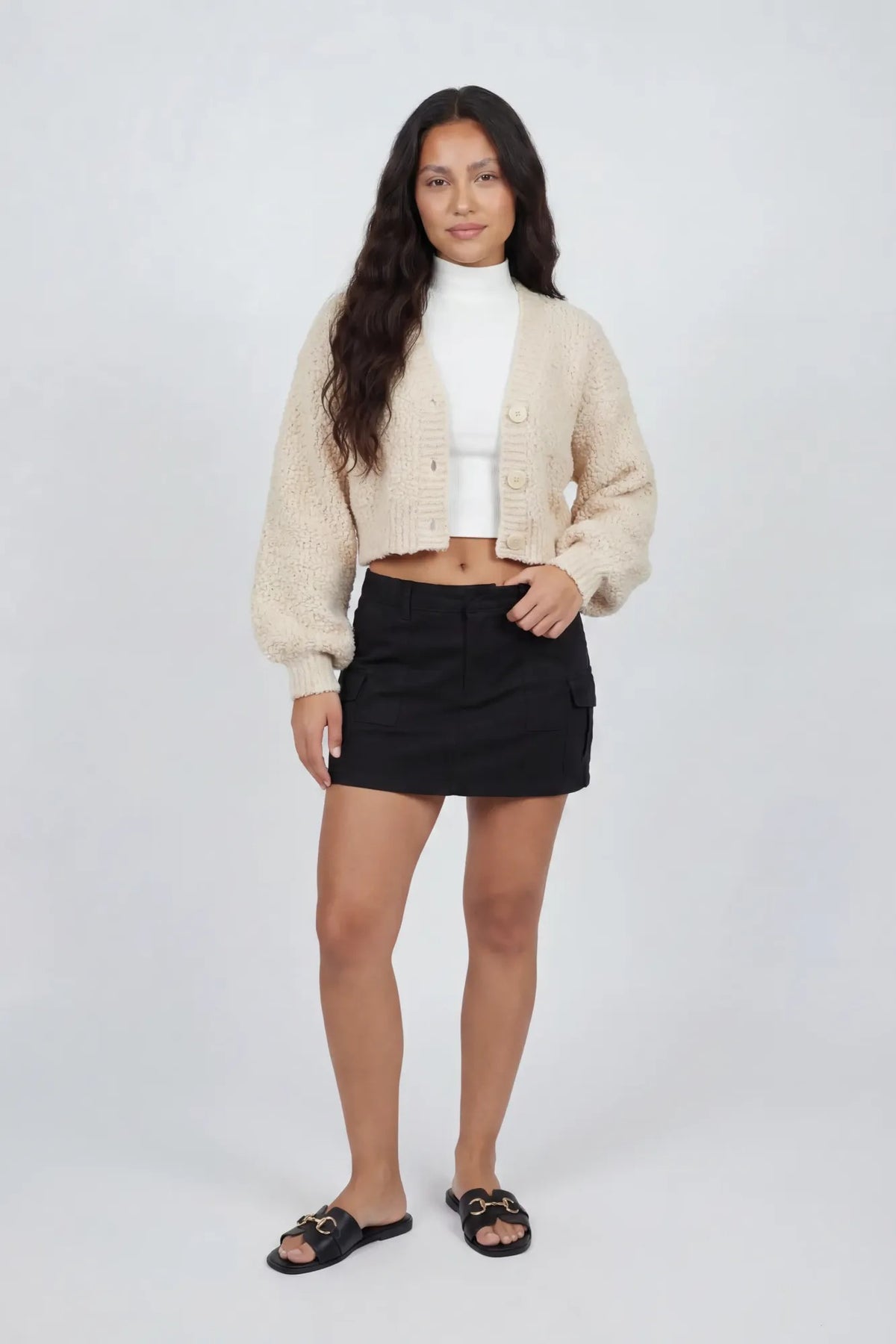 Alt View 4. Mossy Button Front Cardigan - Oatmeal