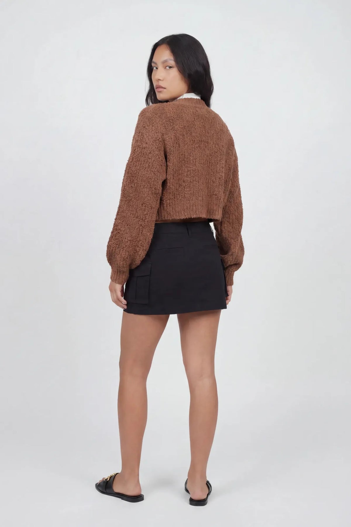 Alt View 2. Mossy Button Front Cardigan - Brown