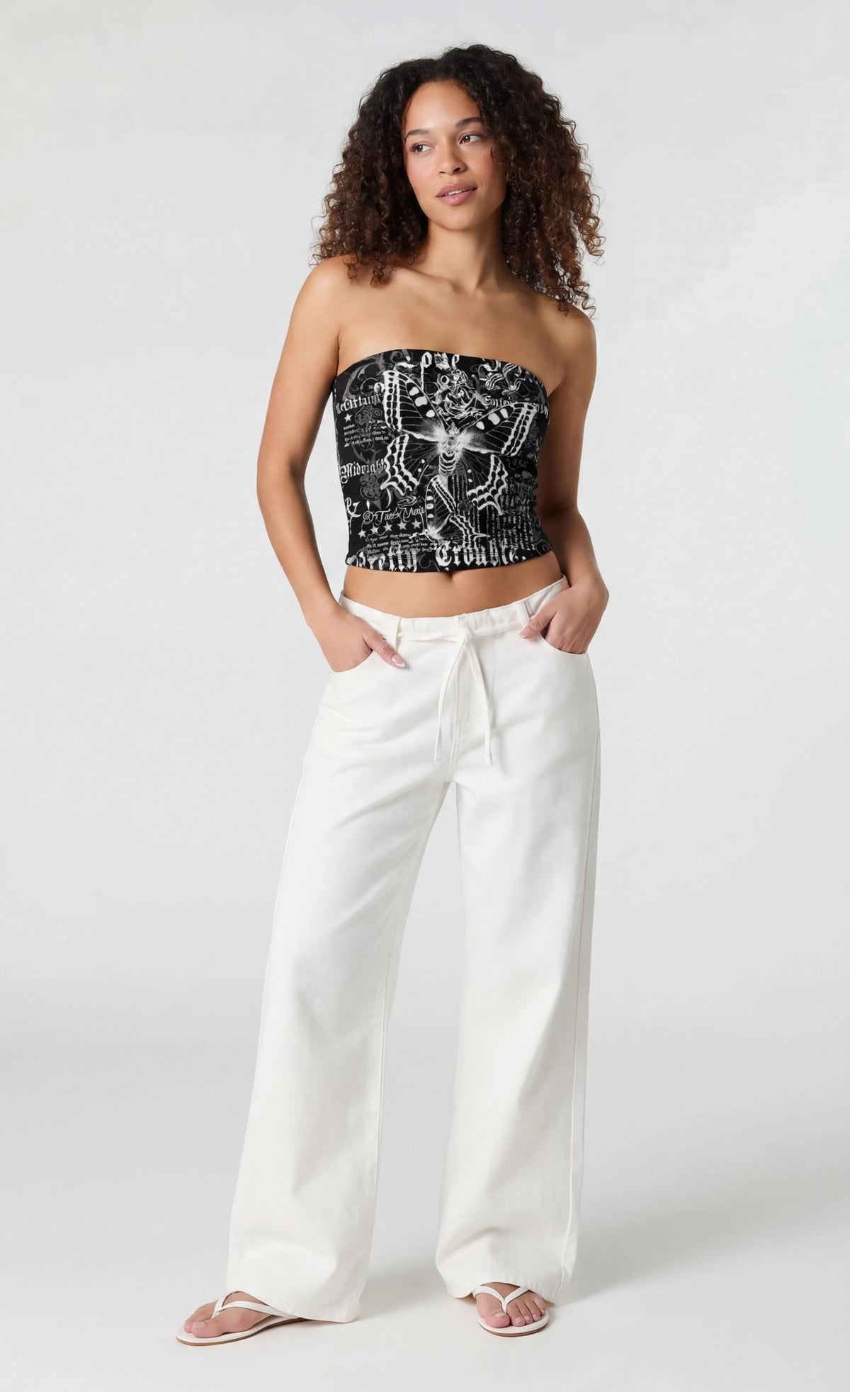 Alt View 3. Printed Tube Top - Black