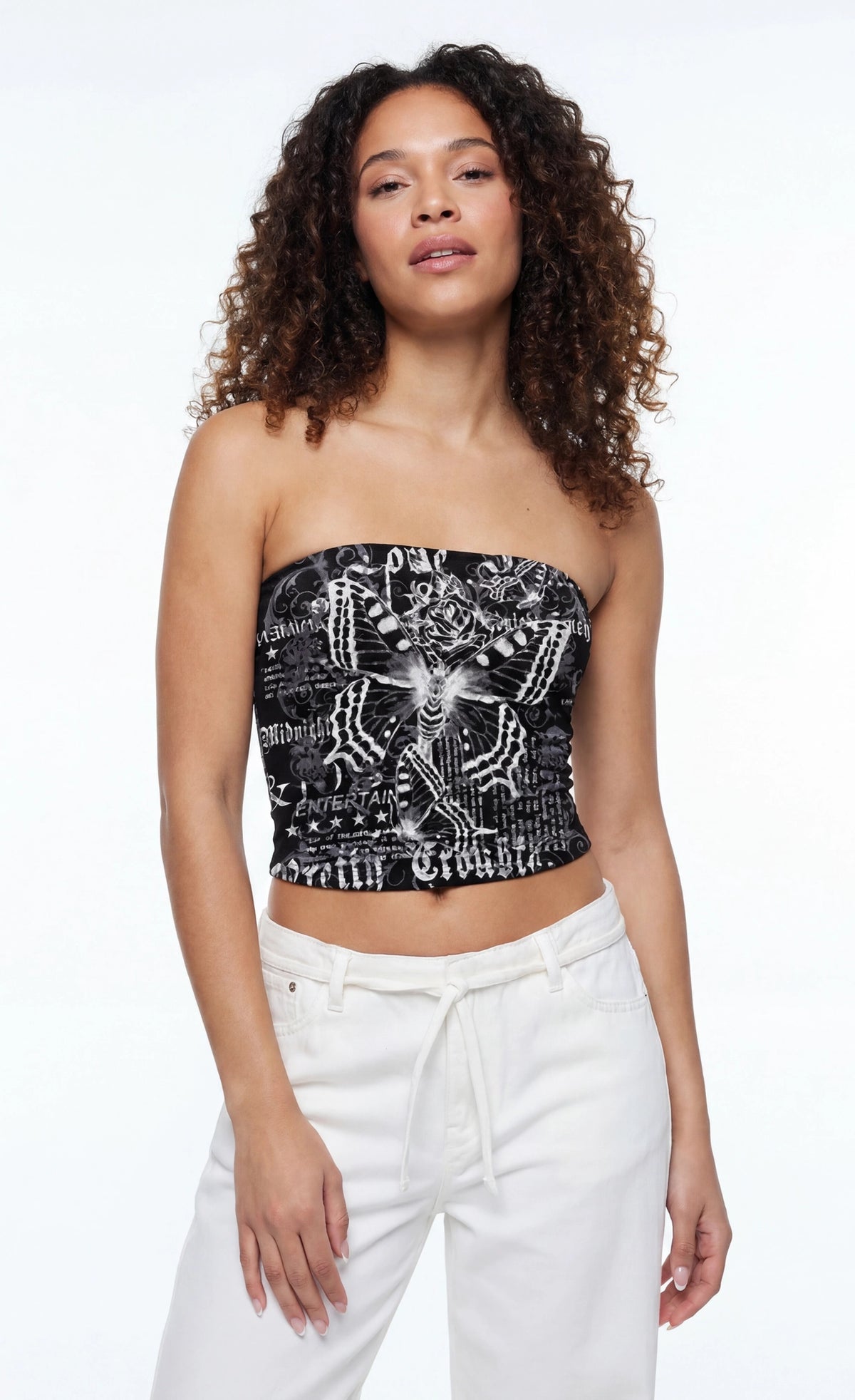 Printed Tube Top - Black