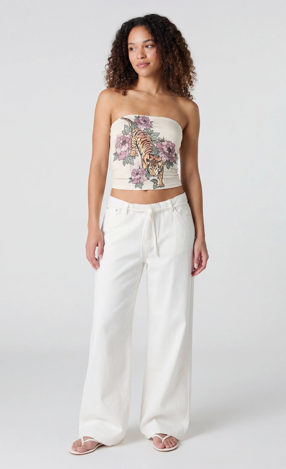 Alt View 3. Printed Tube Top - Cream