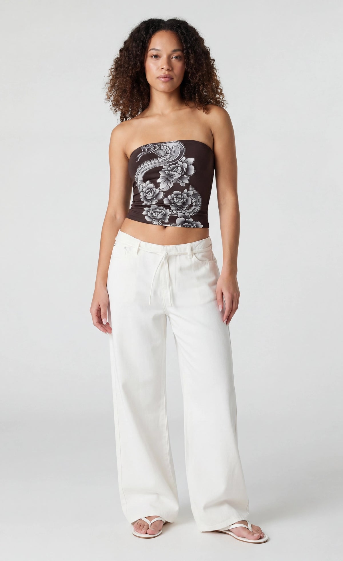 Alt View 3. Printed Tube Top - Brown
