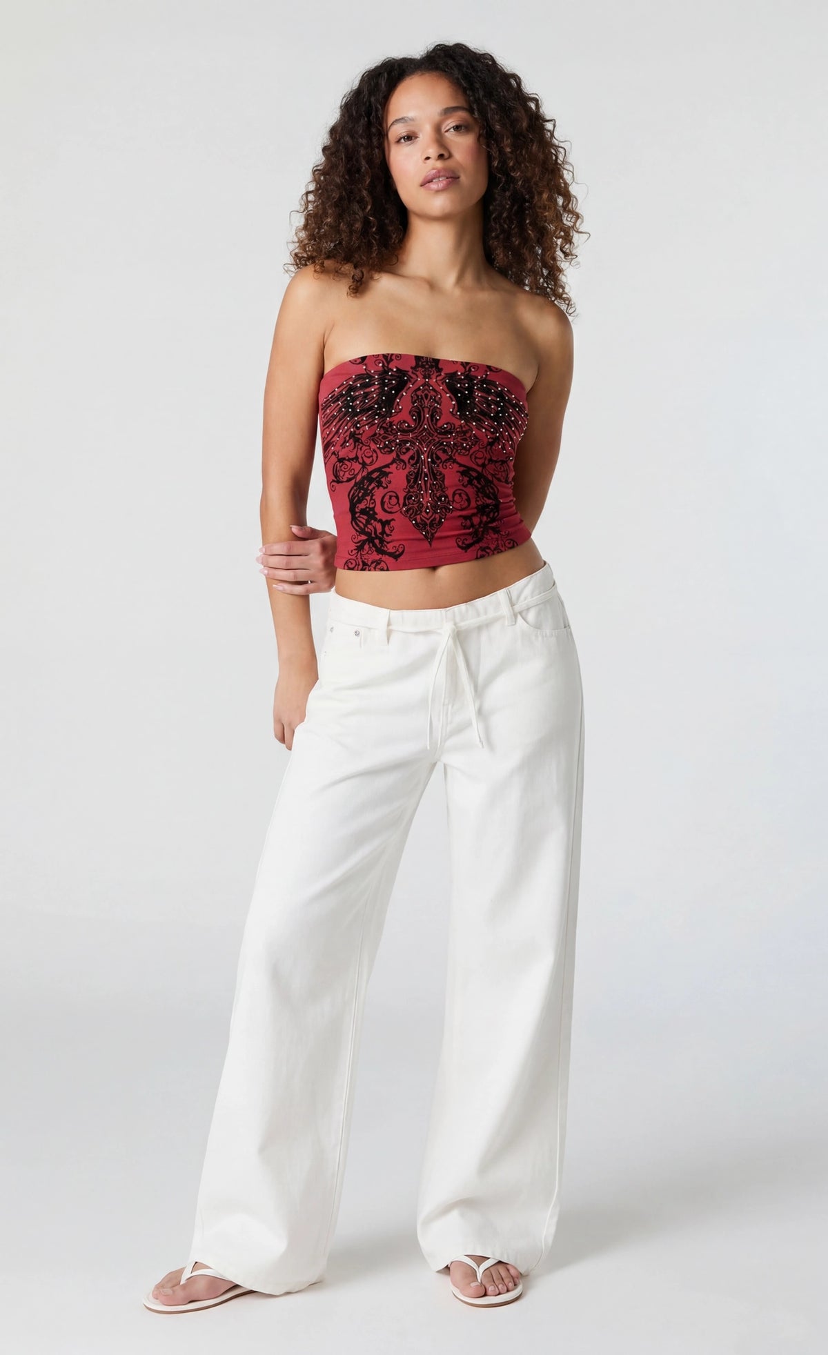 Alt View 3. Printed Tube Top - Red