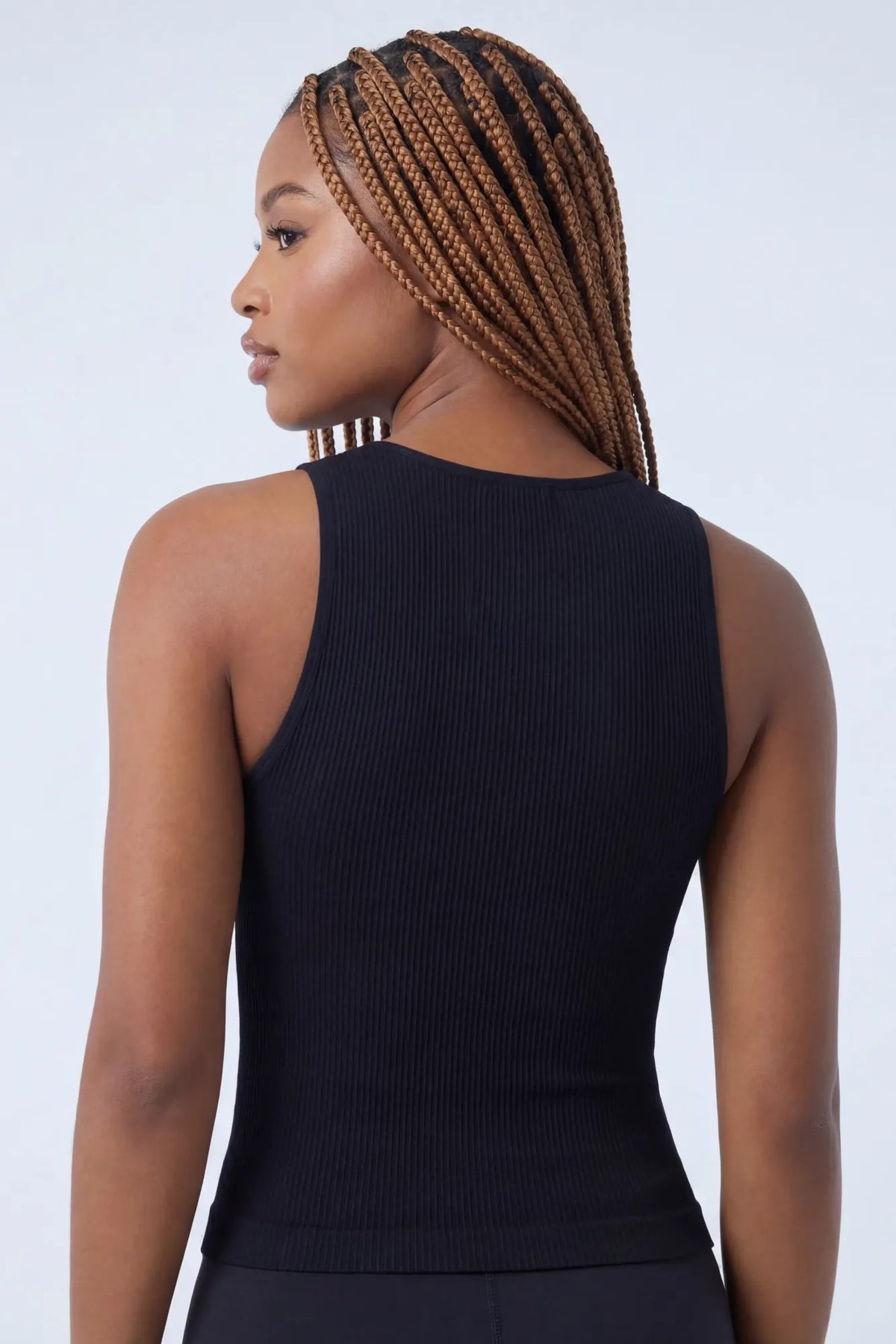 Alt View 3. Seamless Ribbed V-Neck Tank - Black