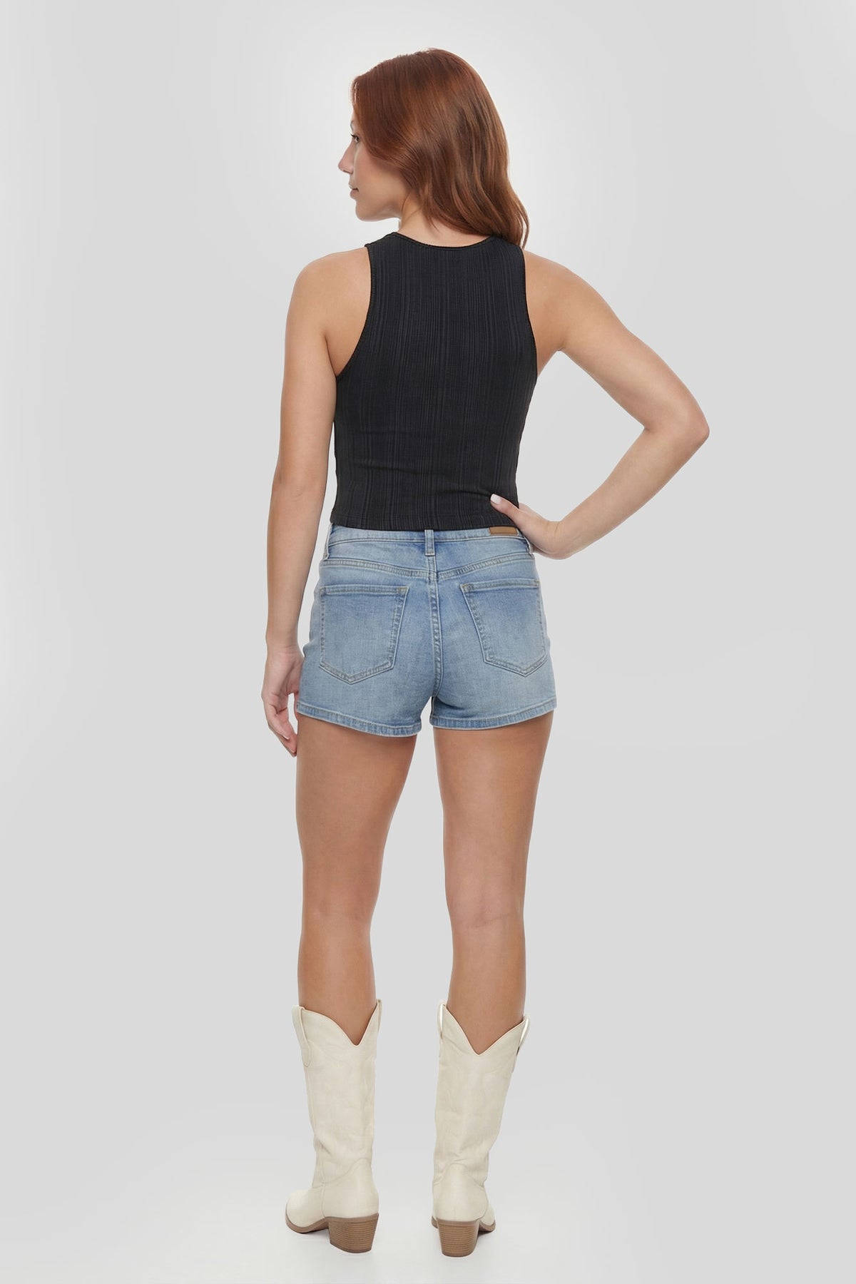 Alt View 2. Seamless Ribbed High Neck Tank - Black