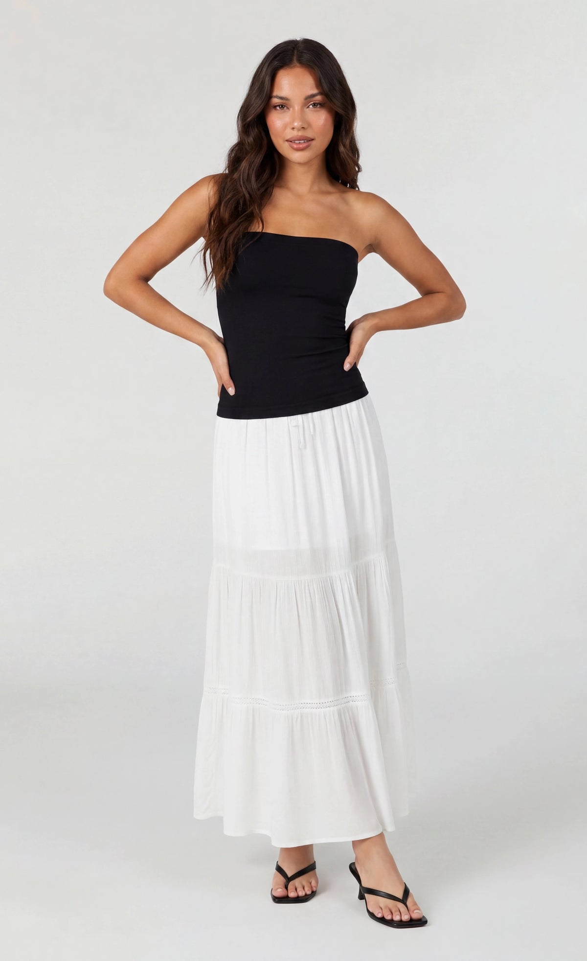 Alt View 3. Long Lined Tube Top - Black