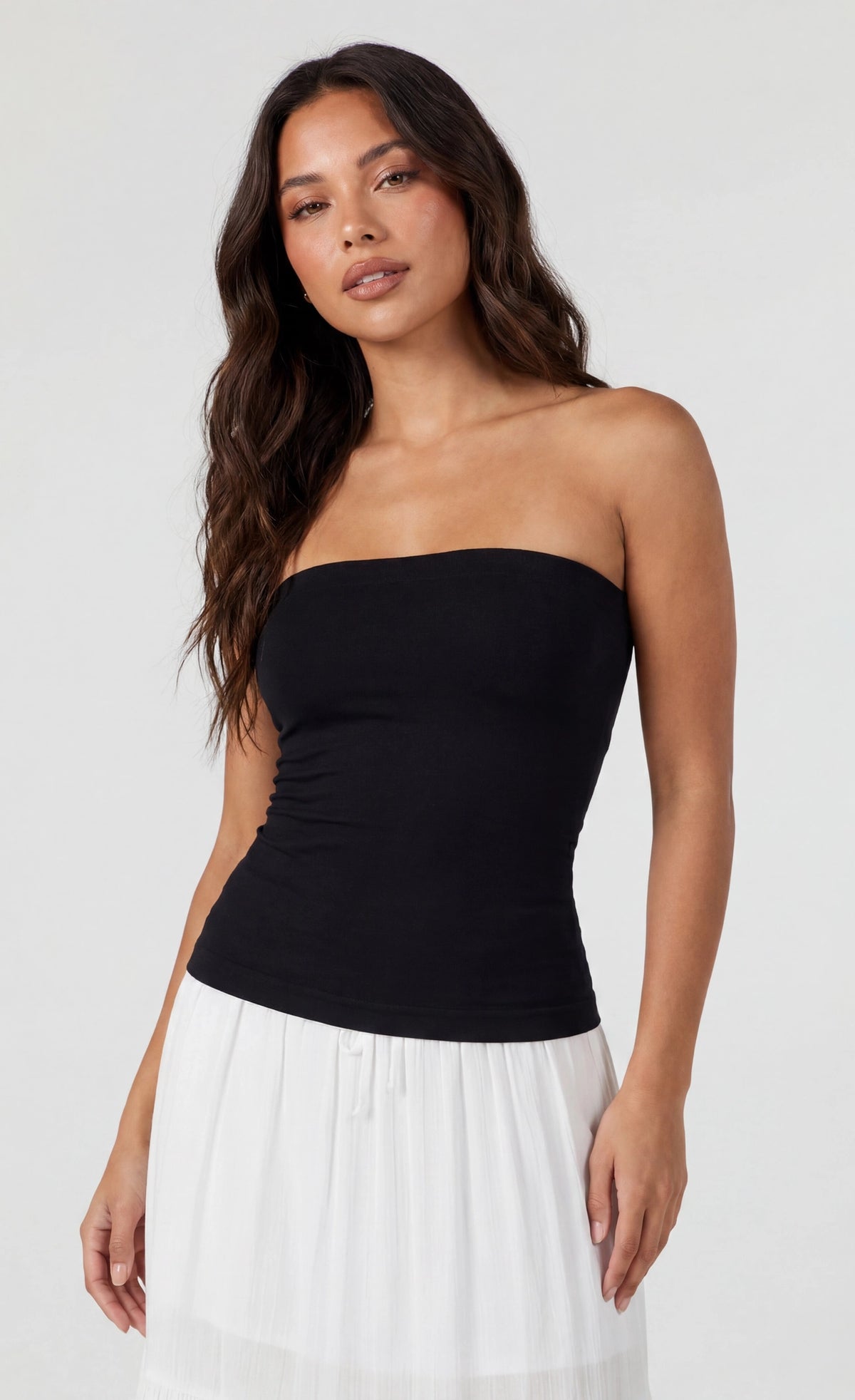 Long Lined Tube Top - Black
