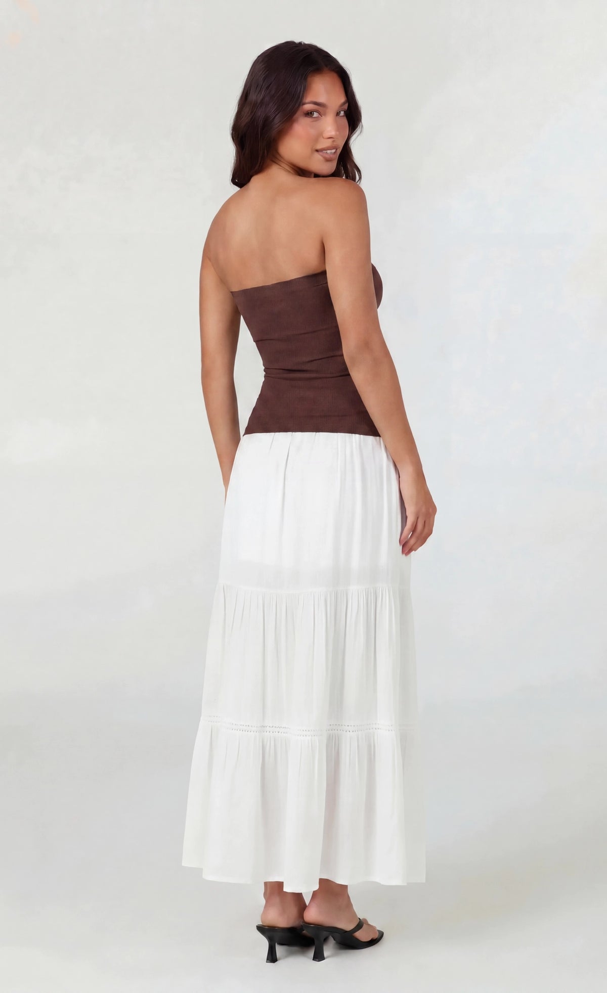 Alt View 2. Long Lined Tube Top - Brown