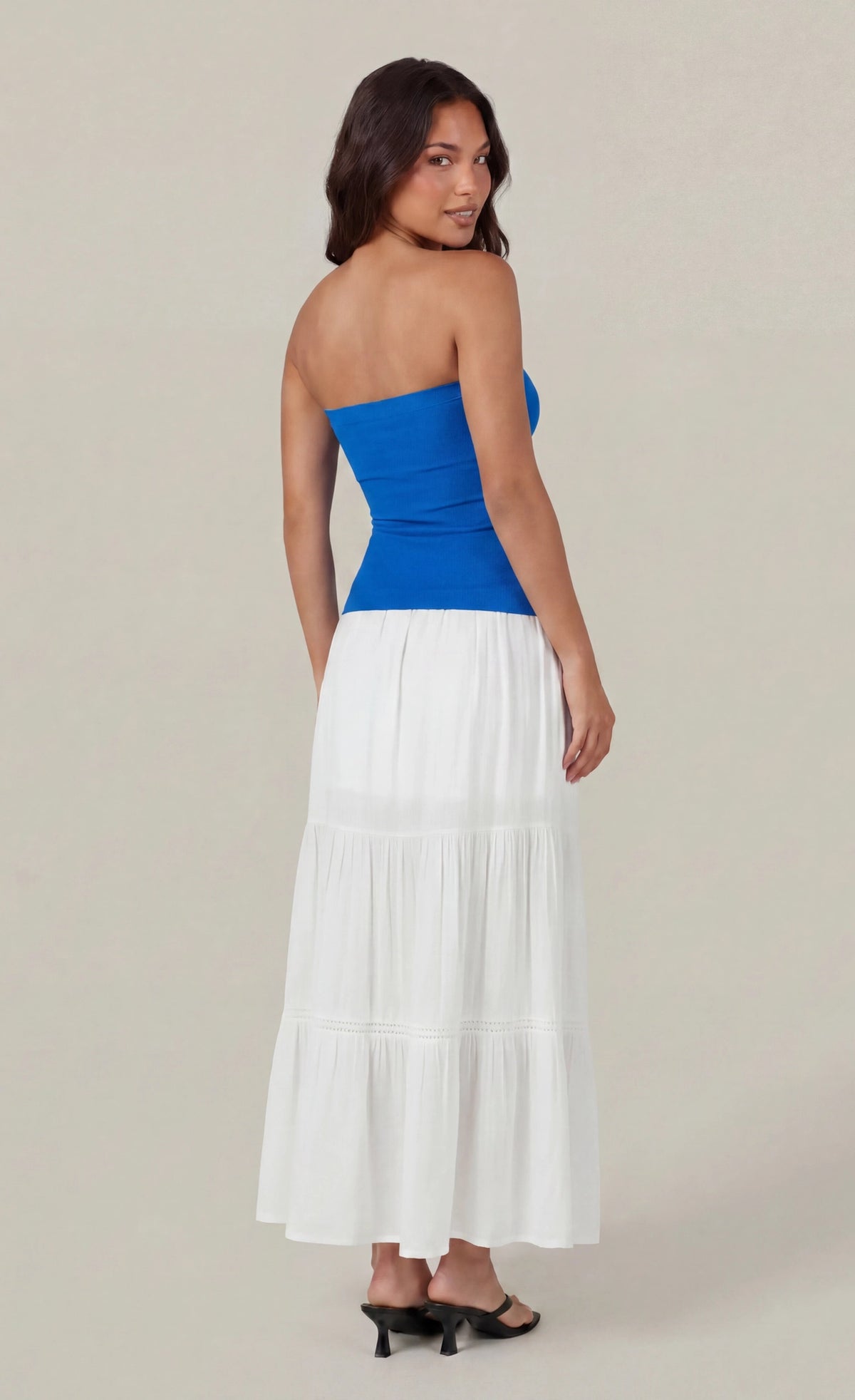 Alt View 2. Long Lined Tube Top - Blue