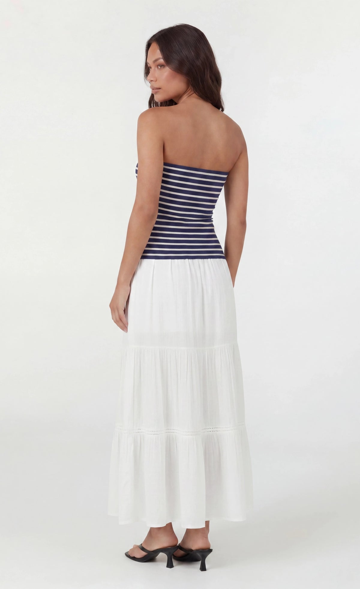 Alt View 2. Long Lined Tube Top - Navy