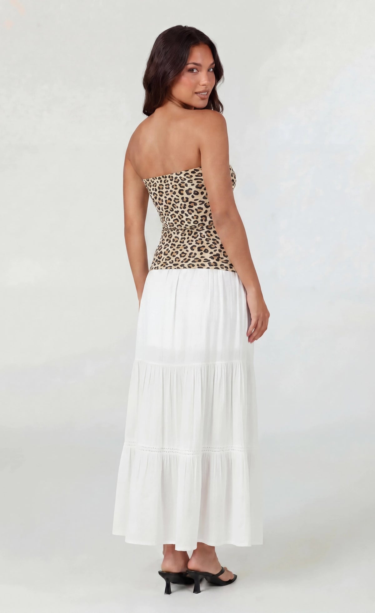 Alt View 2. Long Lined Tube Top - Leopard