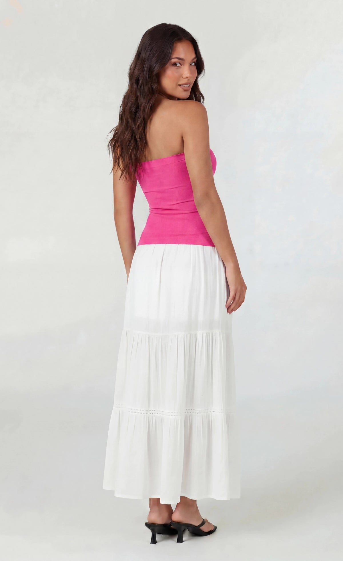 Alt View 2. Long Lined Tube Top - Fuchsia