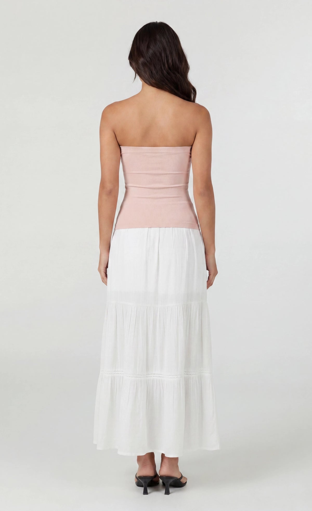 Alt View 2. Long Lined Tube Top - Light Pink