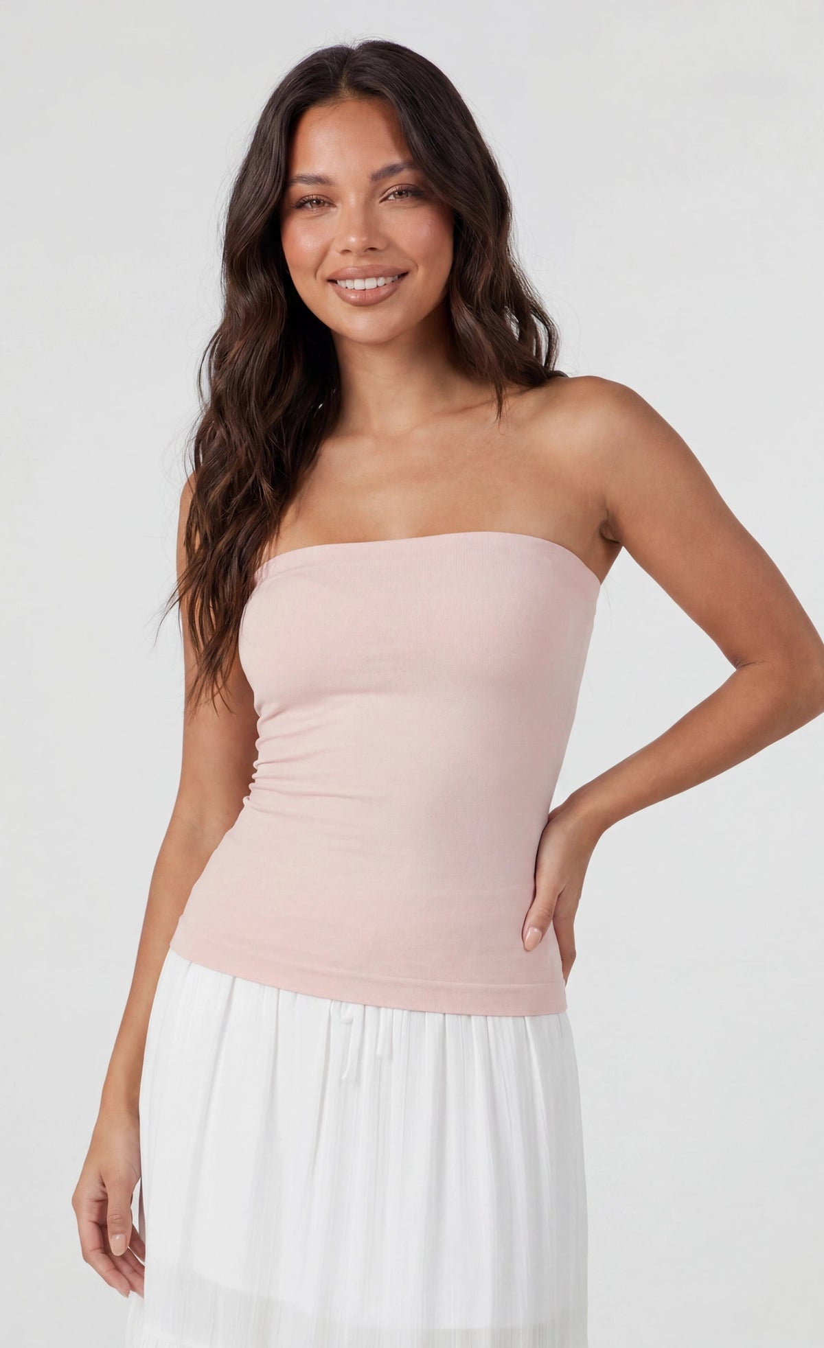Long Lined Tube Top - Light Pink