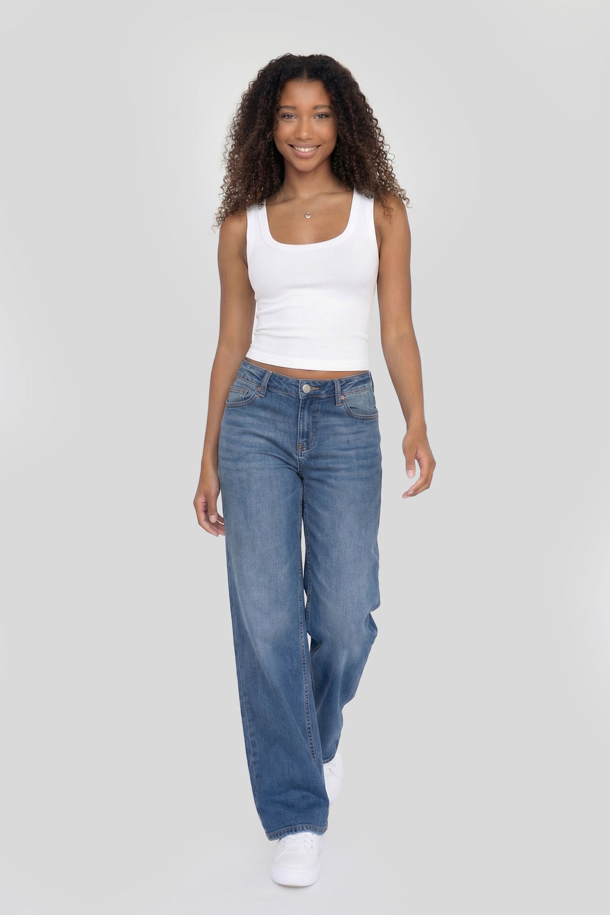 Seamless Ribbed Square Neck Tank - White