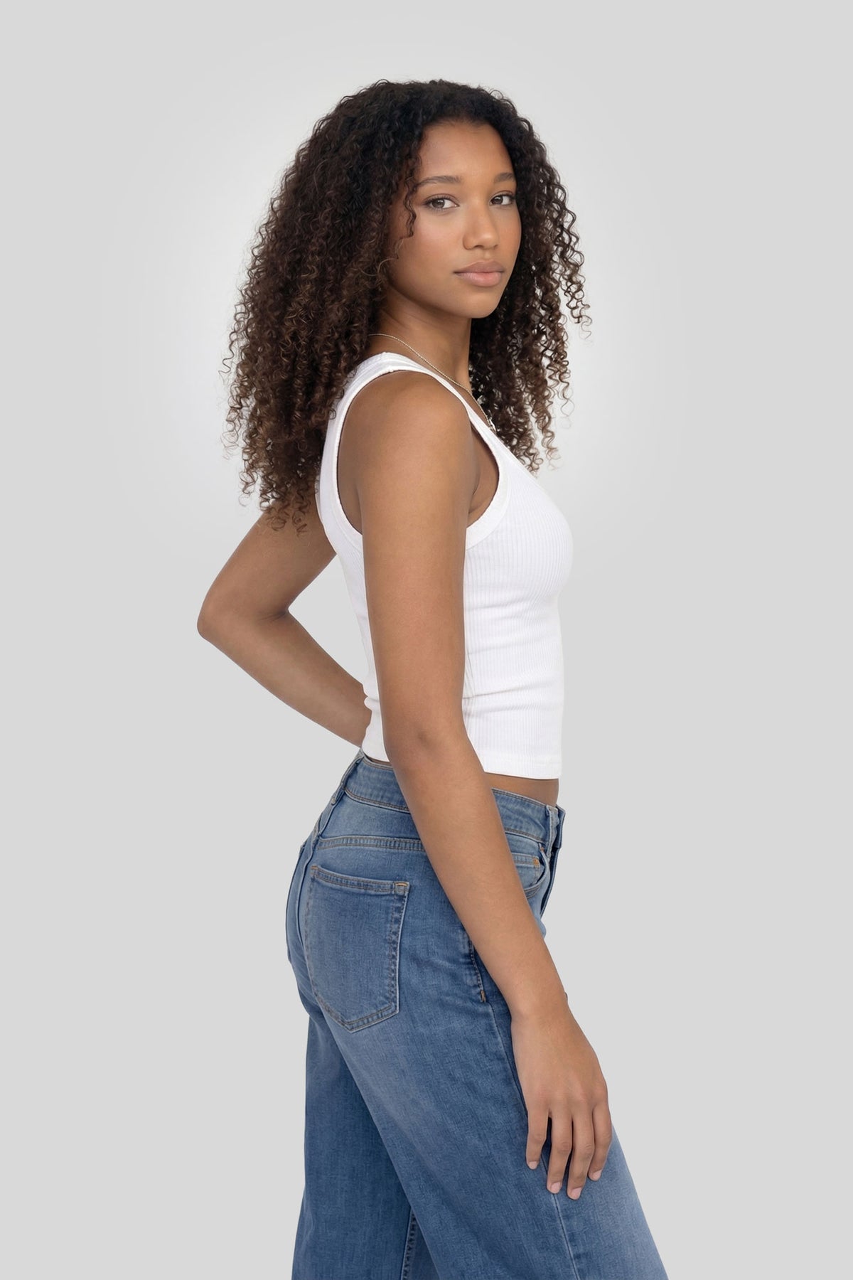 Alt View 2. Seamless Ribbed Square Neck Tank - White