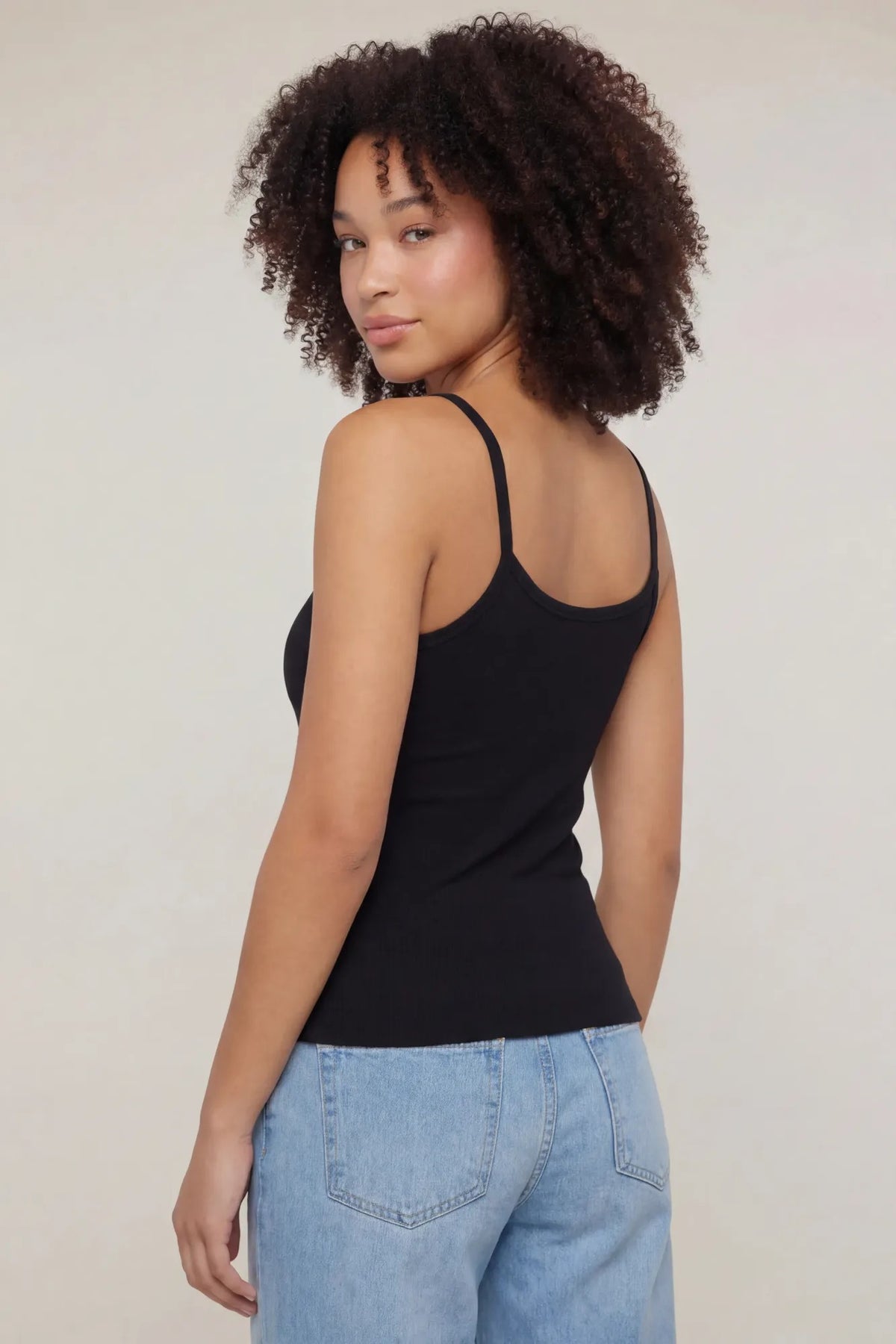 Alt View 2. Soft Scoop Neck Tank - Black