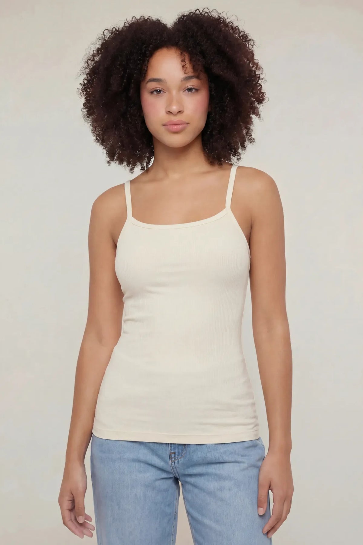 Soft Scoop Neck Tank - Cream