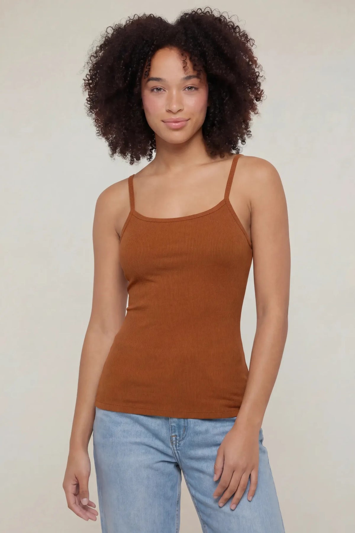 Soft Scoop Neck Tank - Camel