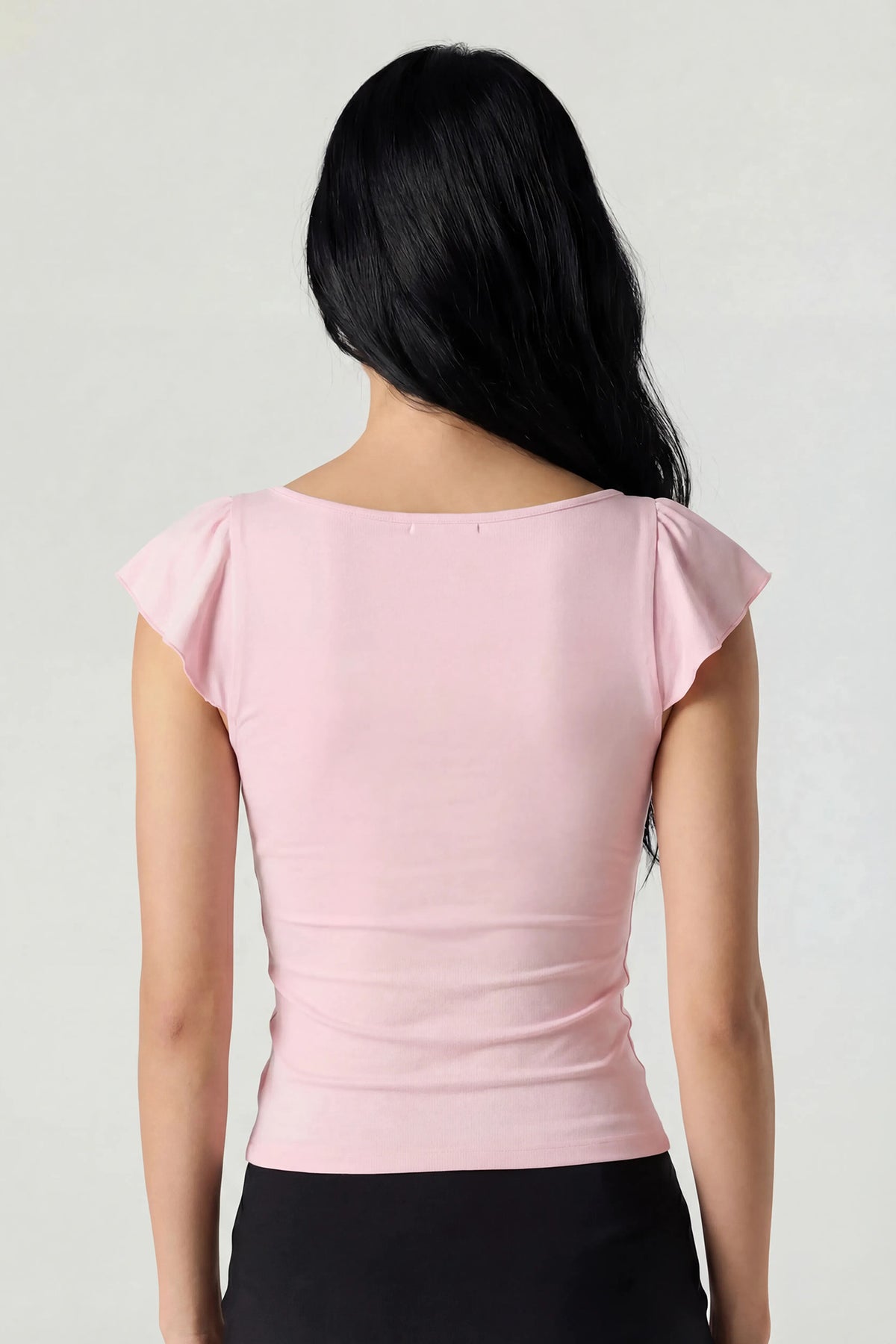 Alt View 2. V-Neck Ruffle Tie Front Top - Pink