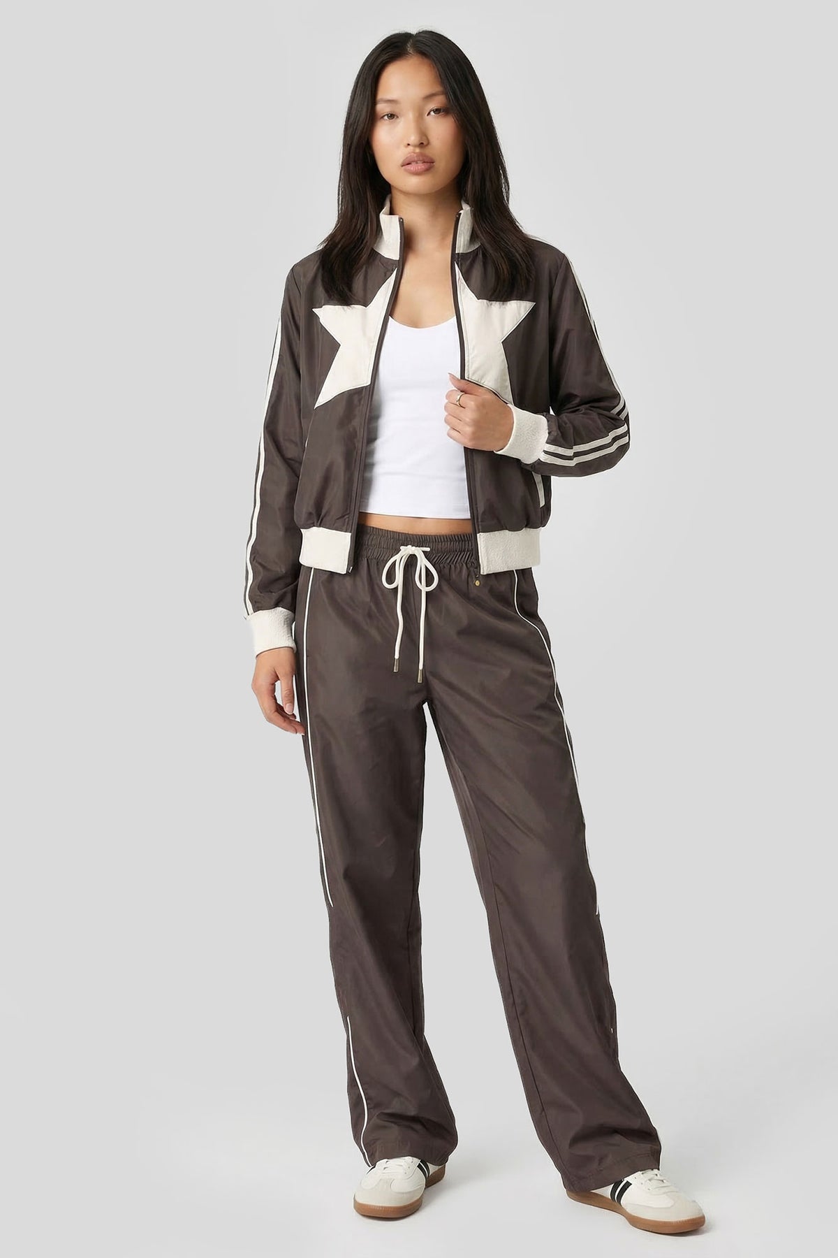 Alt View 3. Nylon Star Track Jacket - Brown