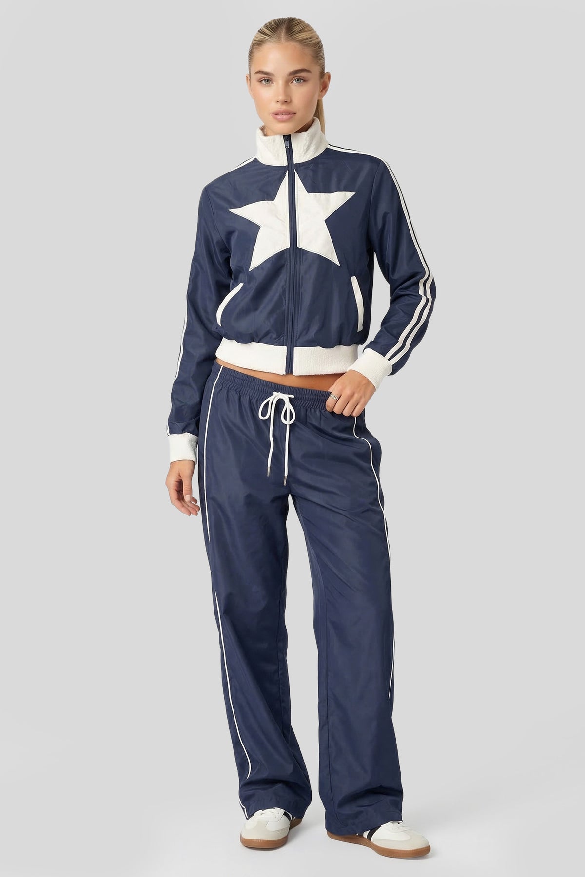 Alt View 4. Nylon Star Track Jacket - Navy