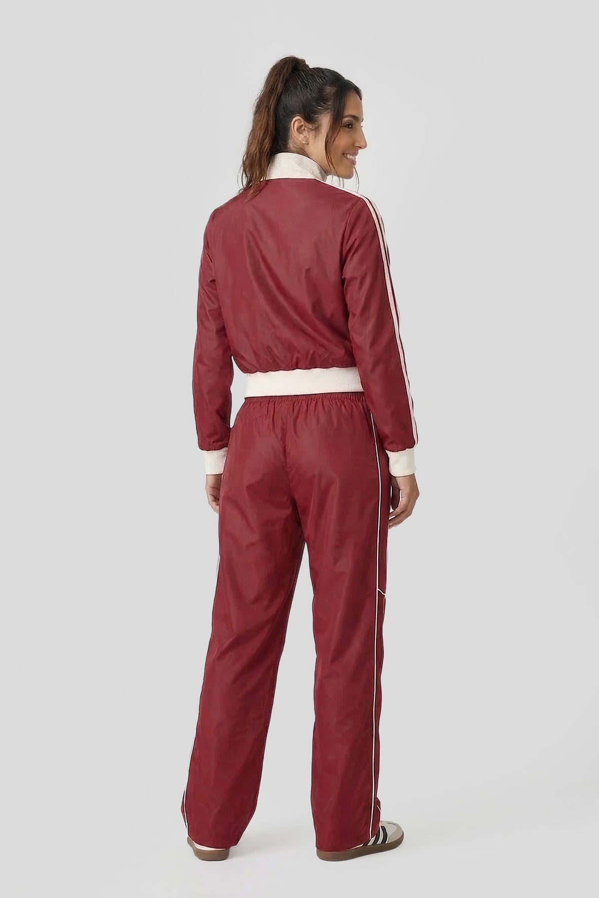 Alt View 2. Nylon Star Track Jacket - Cherry