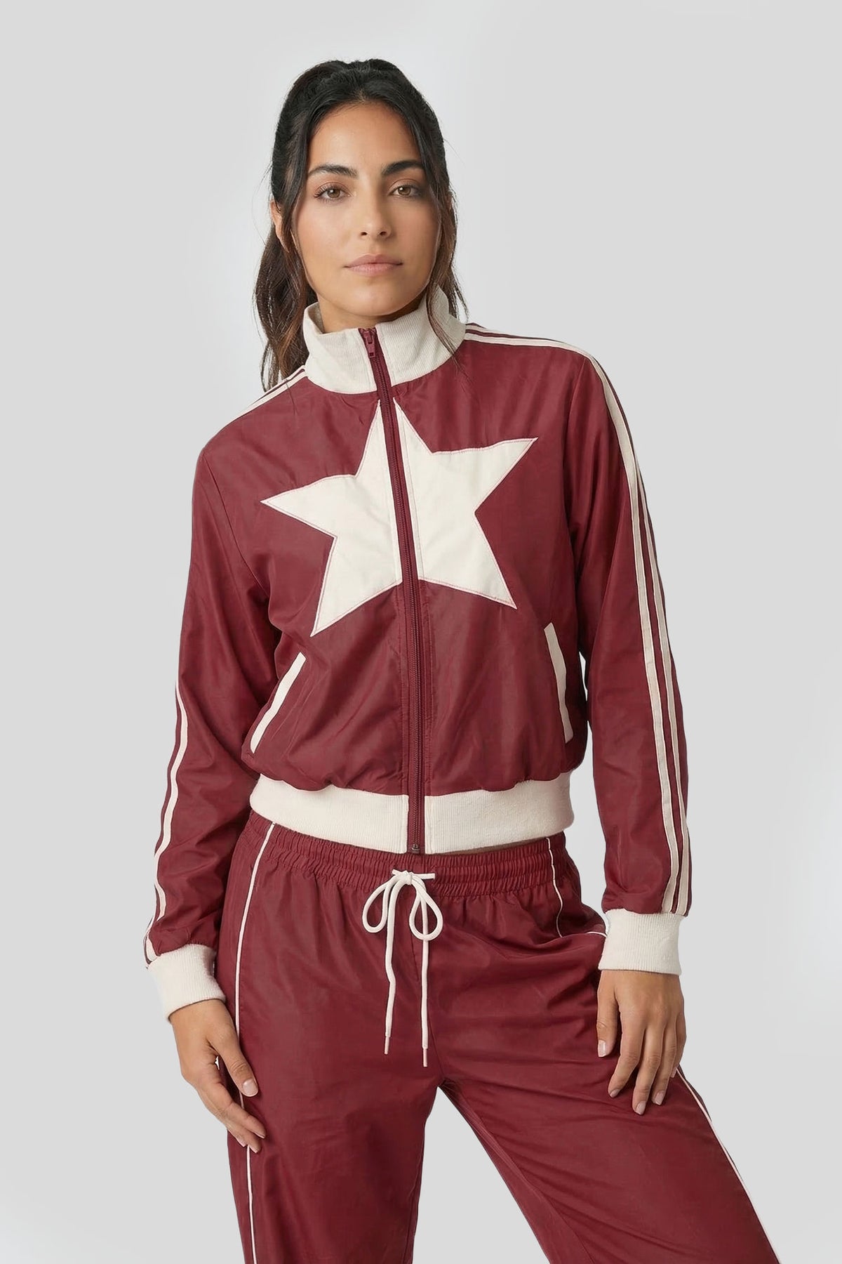 Nylon Star Track Jacket - Cherry