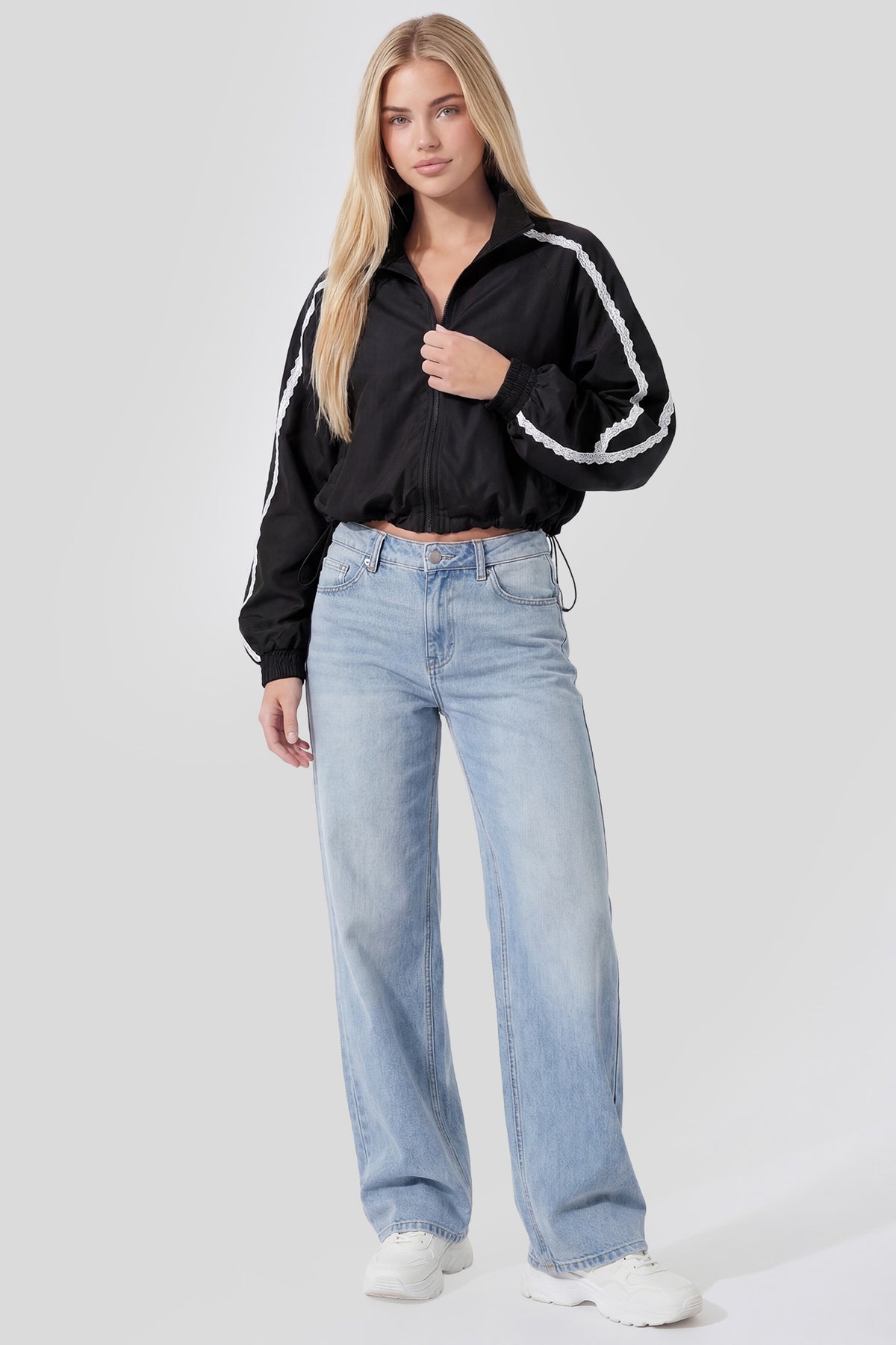 Alt View 3. Lace Trim Windbreaker - Black