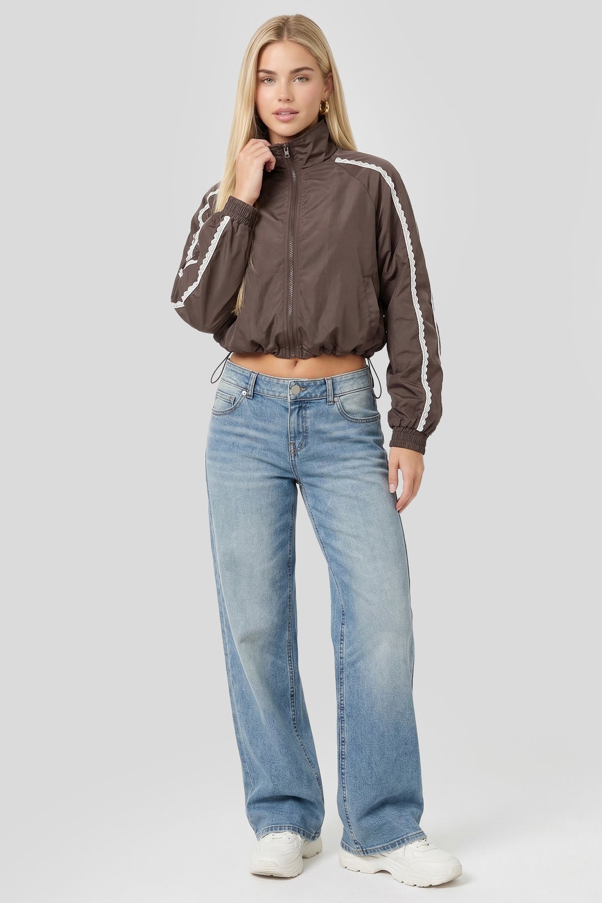 Alt View 3. Lace Trim Windbreaker - Brown